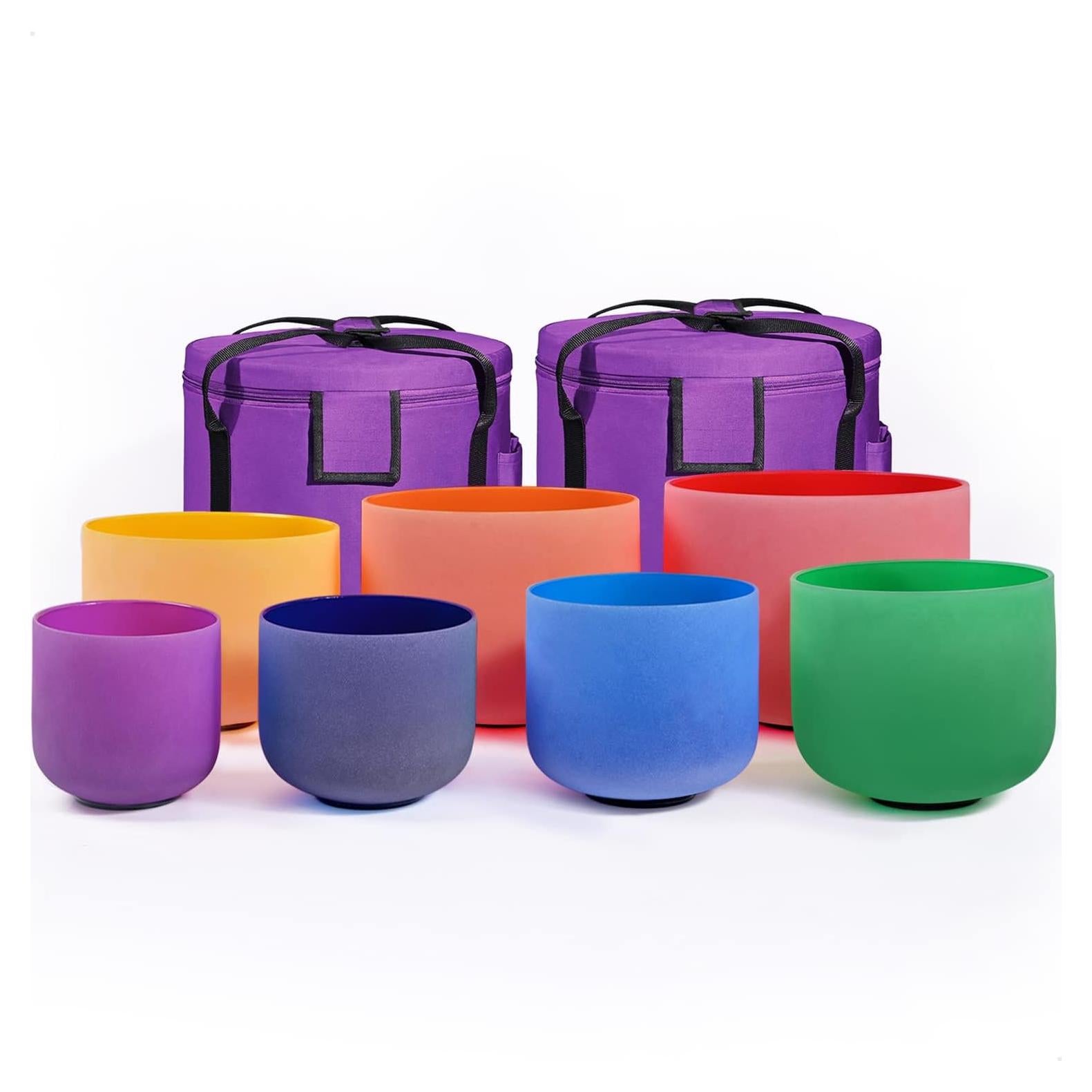 Conjunto de 7 cuencos de canto de cristal 432HZ 15-30 cm con accesorios