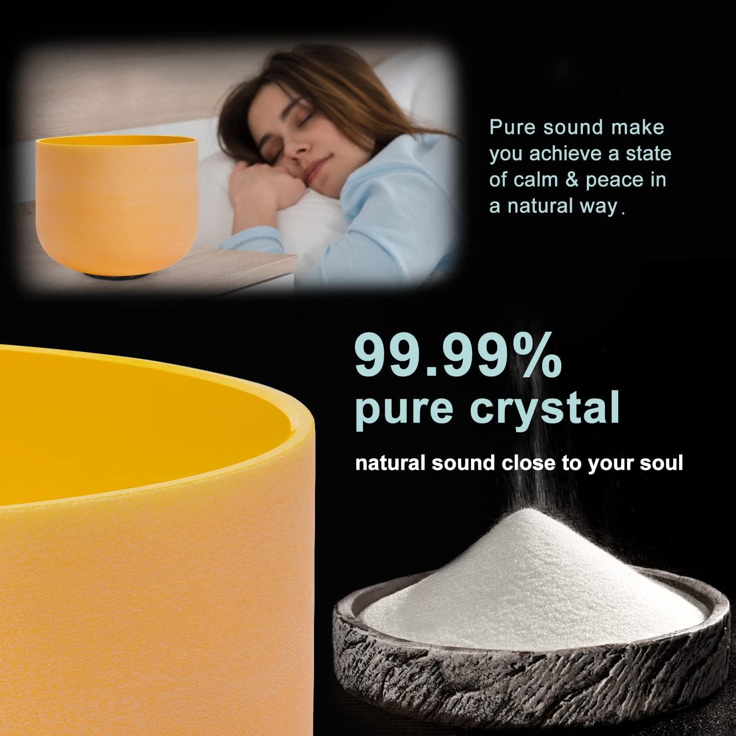 Conjunto de 7 cuencos de canto de cristal 432HZ 15-30 cm con accesorios