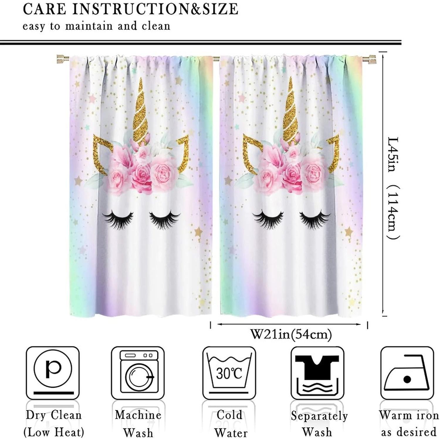 Cortinas de Unicornio SXXLDNG 2 Paneles 21x45 cm Aislantes