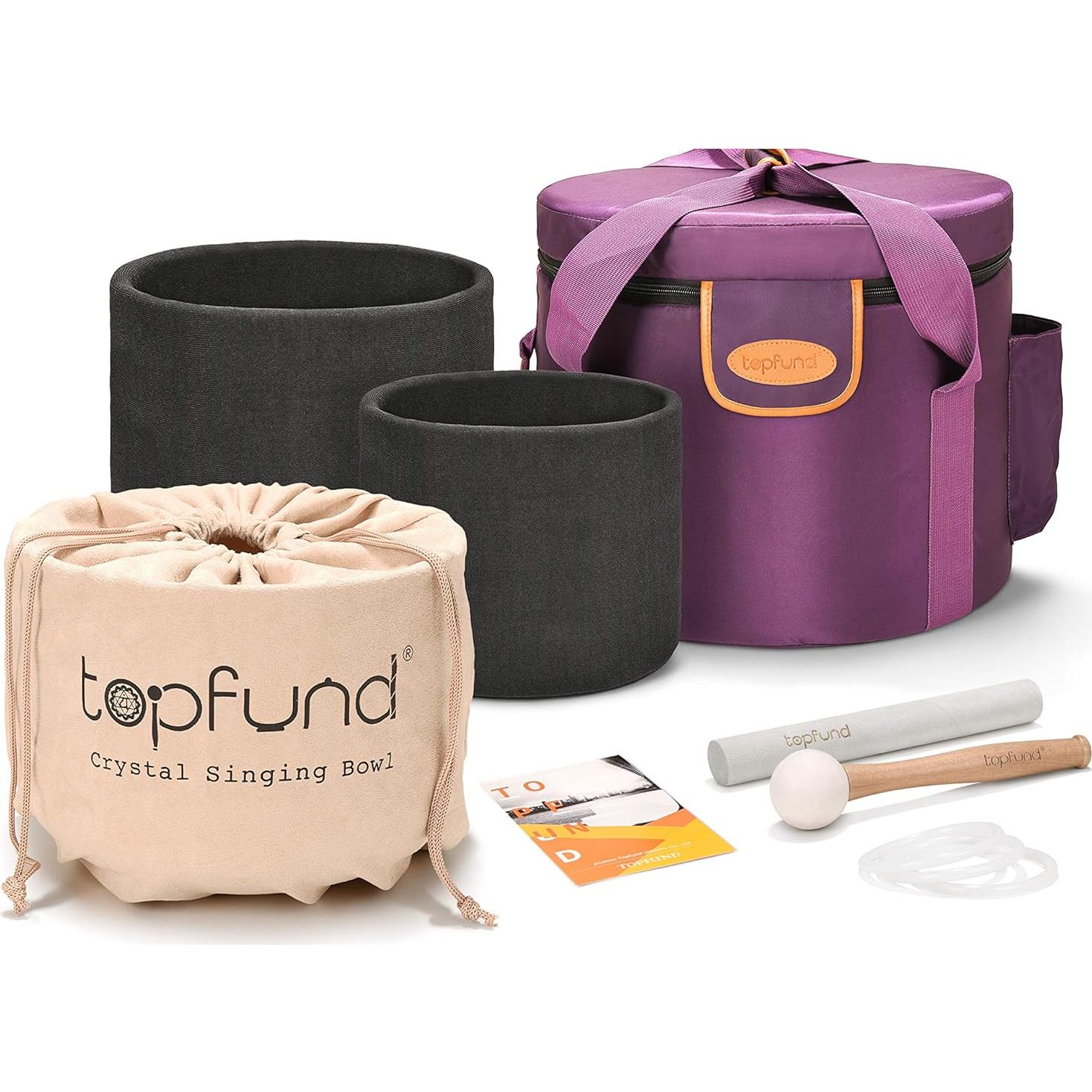 Juego de 3 Cuencos de Canto de Cristal TOPFUND 15-20 cm