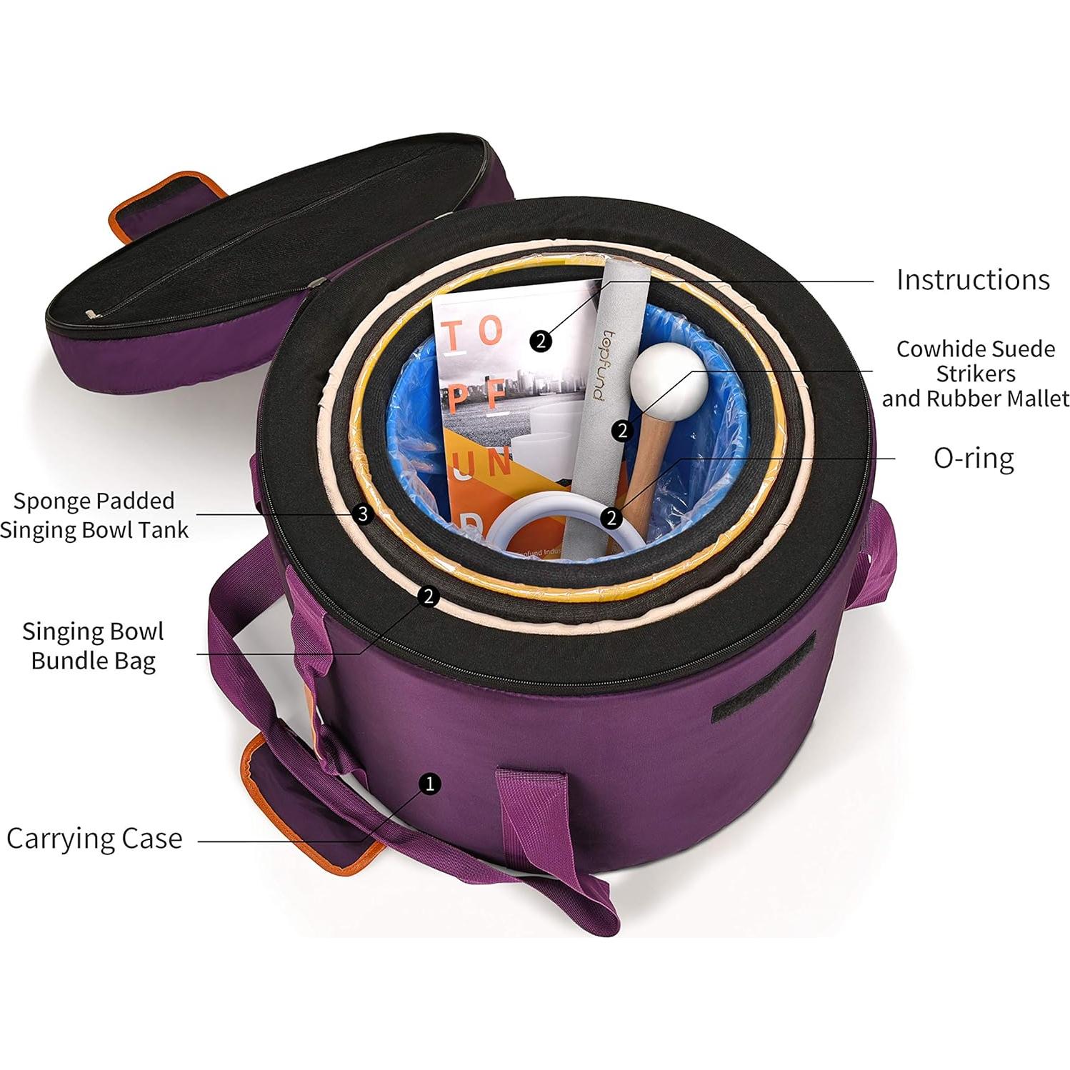 Juego de 3 Cuencos de Canto de Cristal TOPFUND 15-20 cm