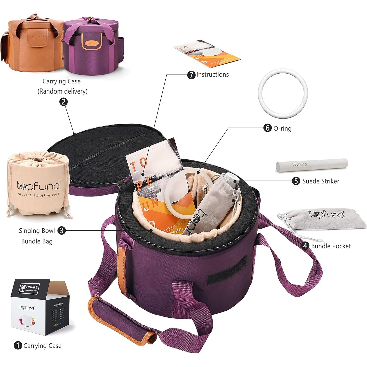 Juego de 3 Cuencos de Canto de Cristal TOPFUND 15-20 cm