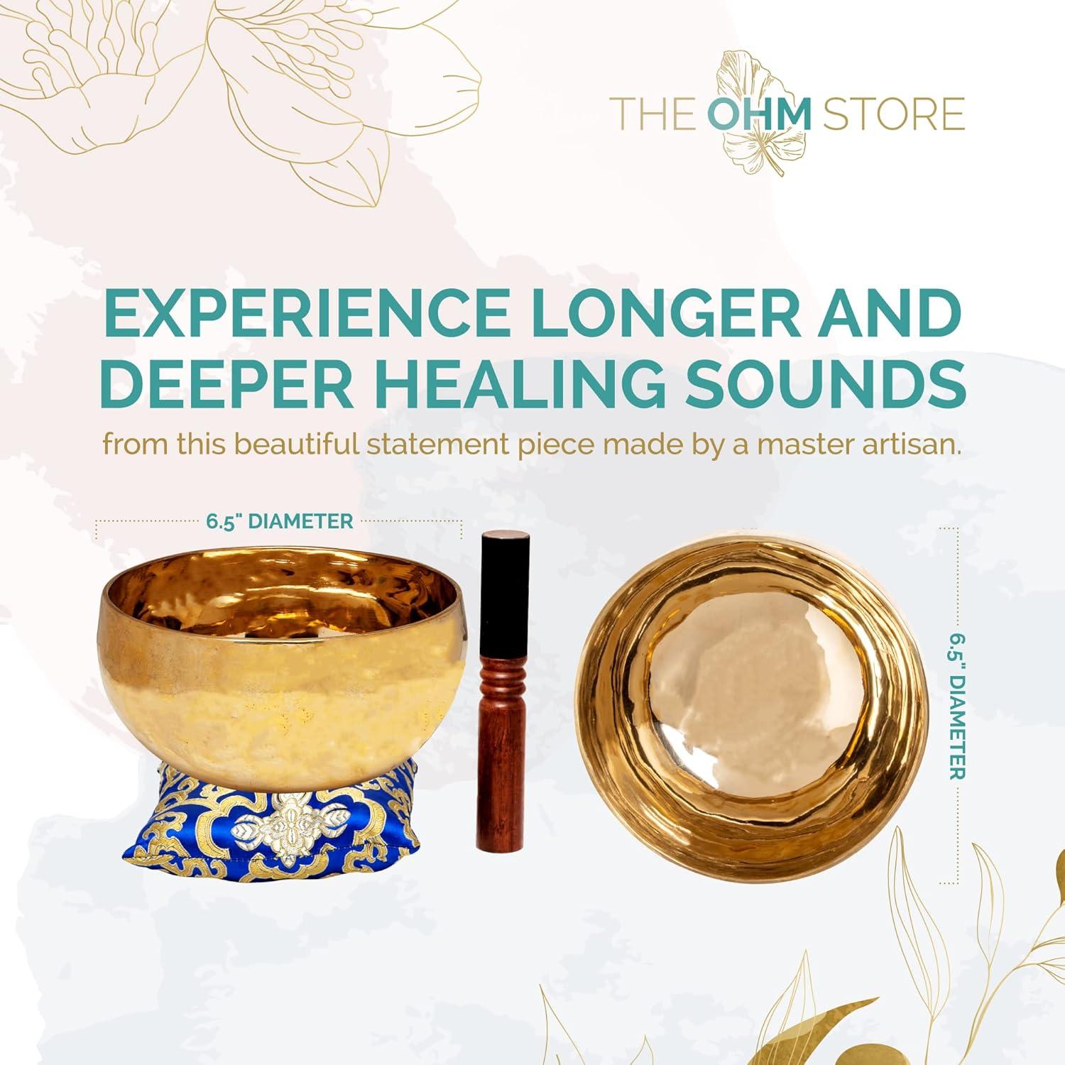 Cuenco Cantor Tibetano Ohm 6.5" Bronce Puro Atardecer