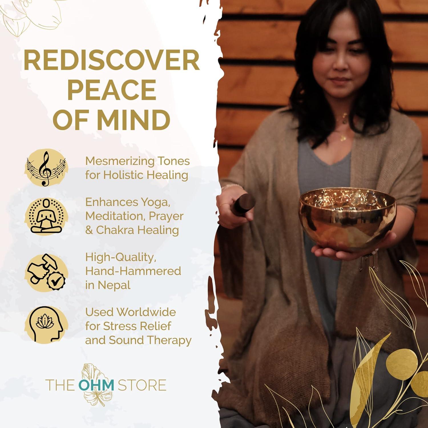 Cuenco Cantor Tibetano Ohm 6.5" Bronce Puro Atardecer