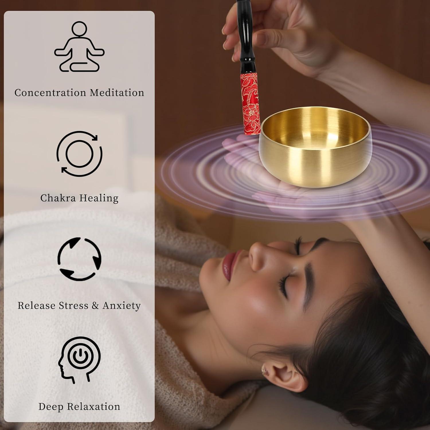 Juego de Cuencos Cantores Tibetanos Lemofuta 10.16 cm para Meditación