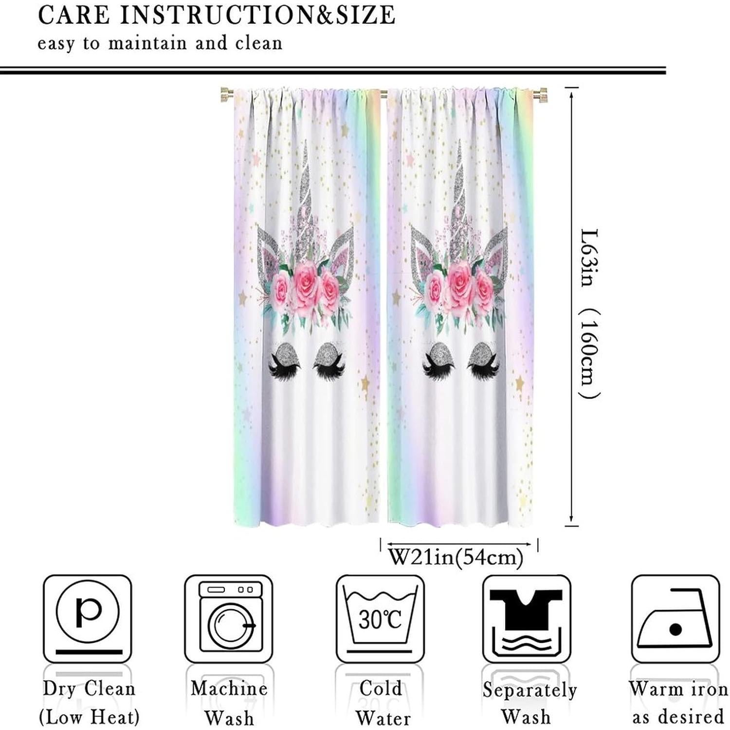 Cortinas Unicornio 2 Paneles 53x160 cm Blackout SXXLDNG