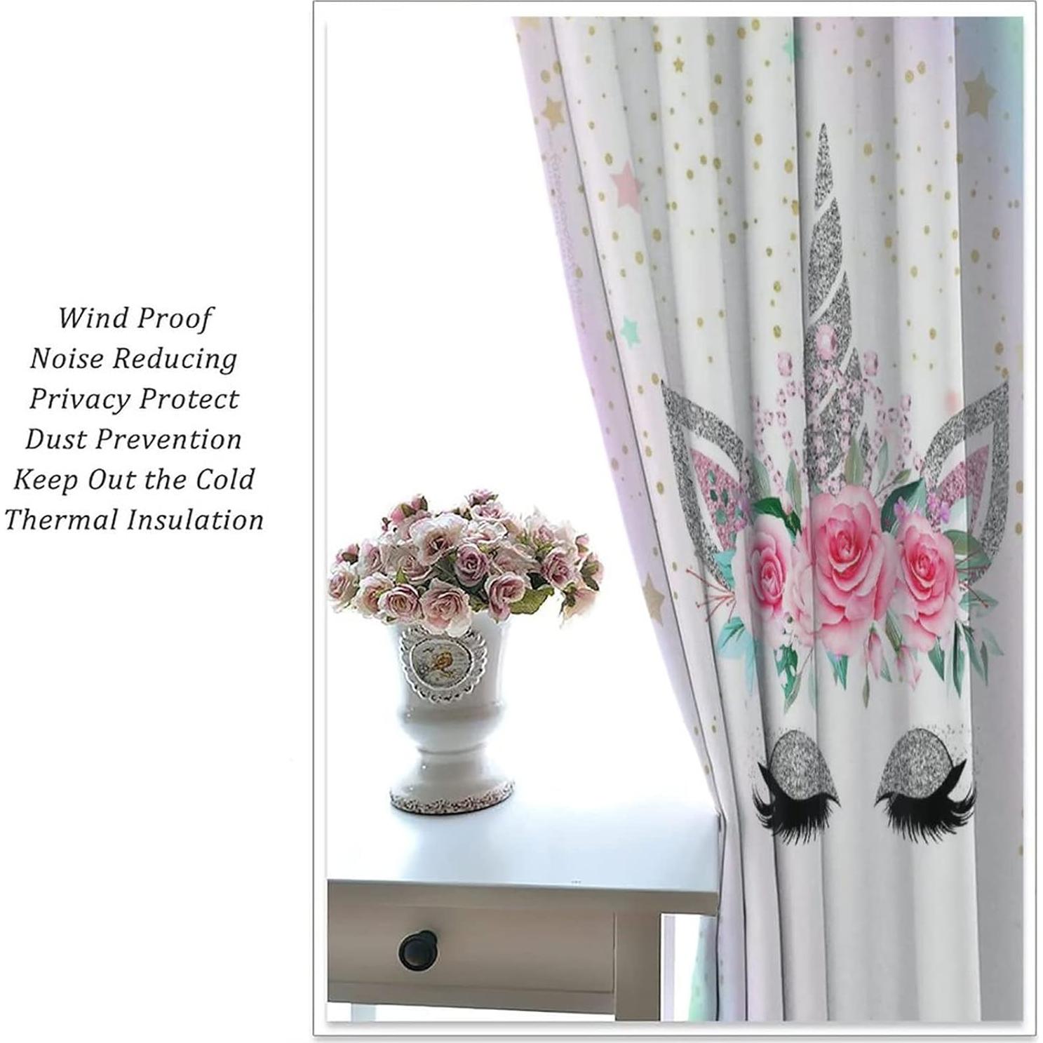 Cortinas Unicornio 2 Paneles 53x160 cm Blackout SXXLDNG