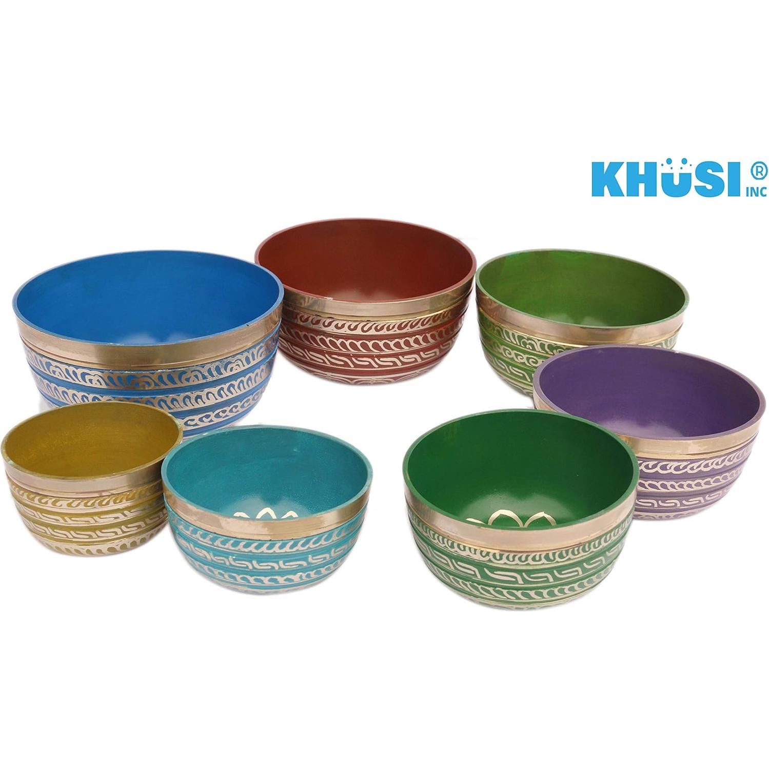 Conjunto de 7 Cuencos Tibetanos Khusi para Sanación de Chakras
