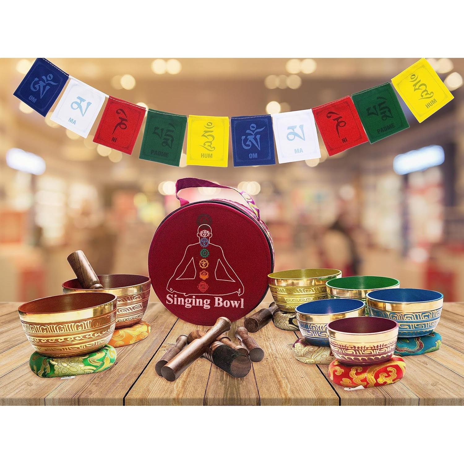 Conjunto de 7 Cuencos Tibetanos Khusi para Sanación de Chakras