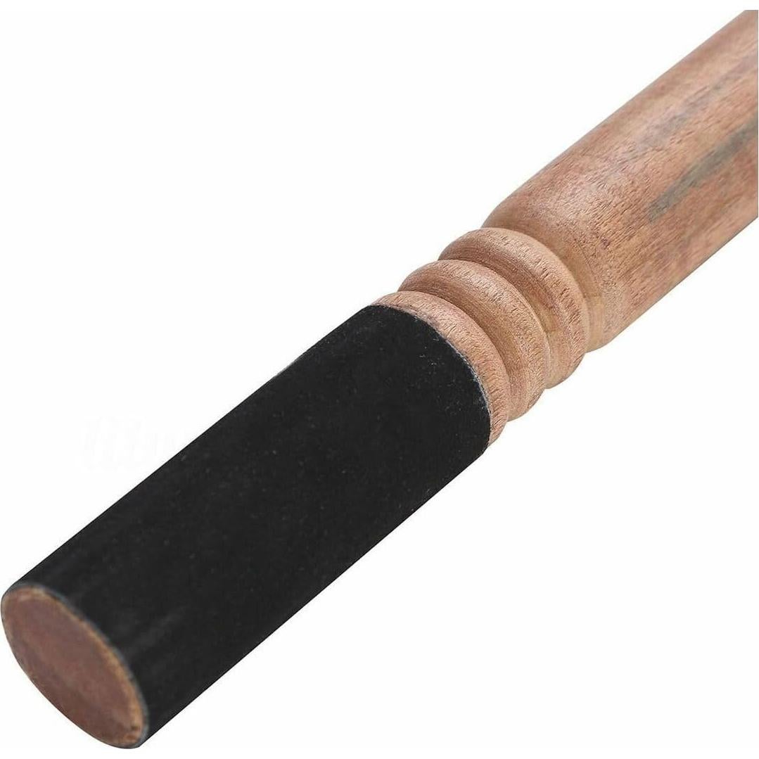 Mazo de Cuenco Cantante Tibetano de Madera y Cuero Negro 17.78cm
