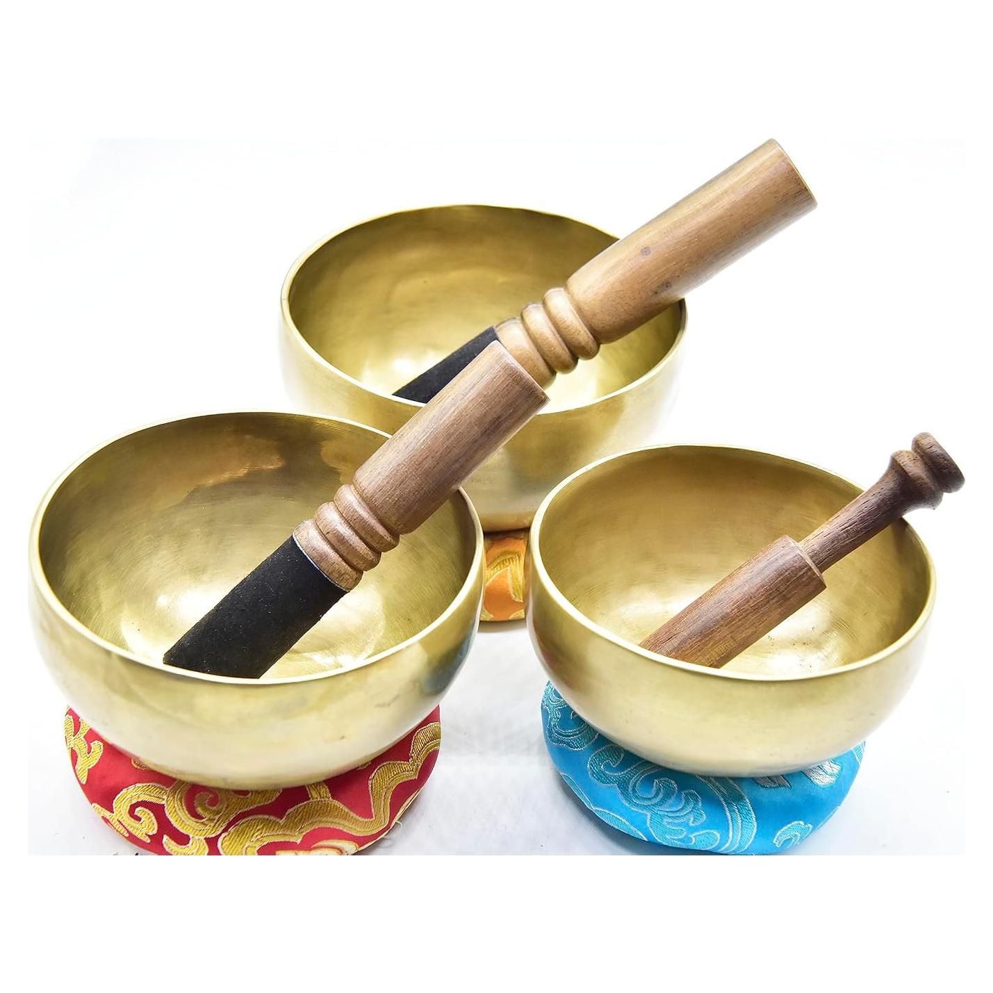 Conjunto de Cuencos Cantores Tibetanos GK&CO - 3 Piezas 11.4 a 14 cm