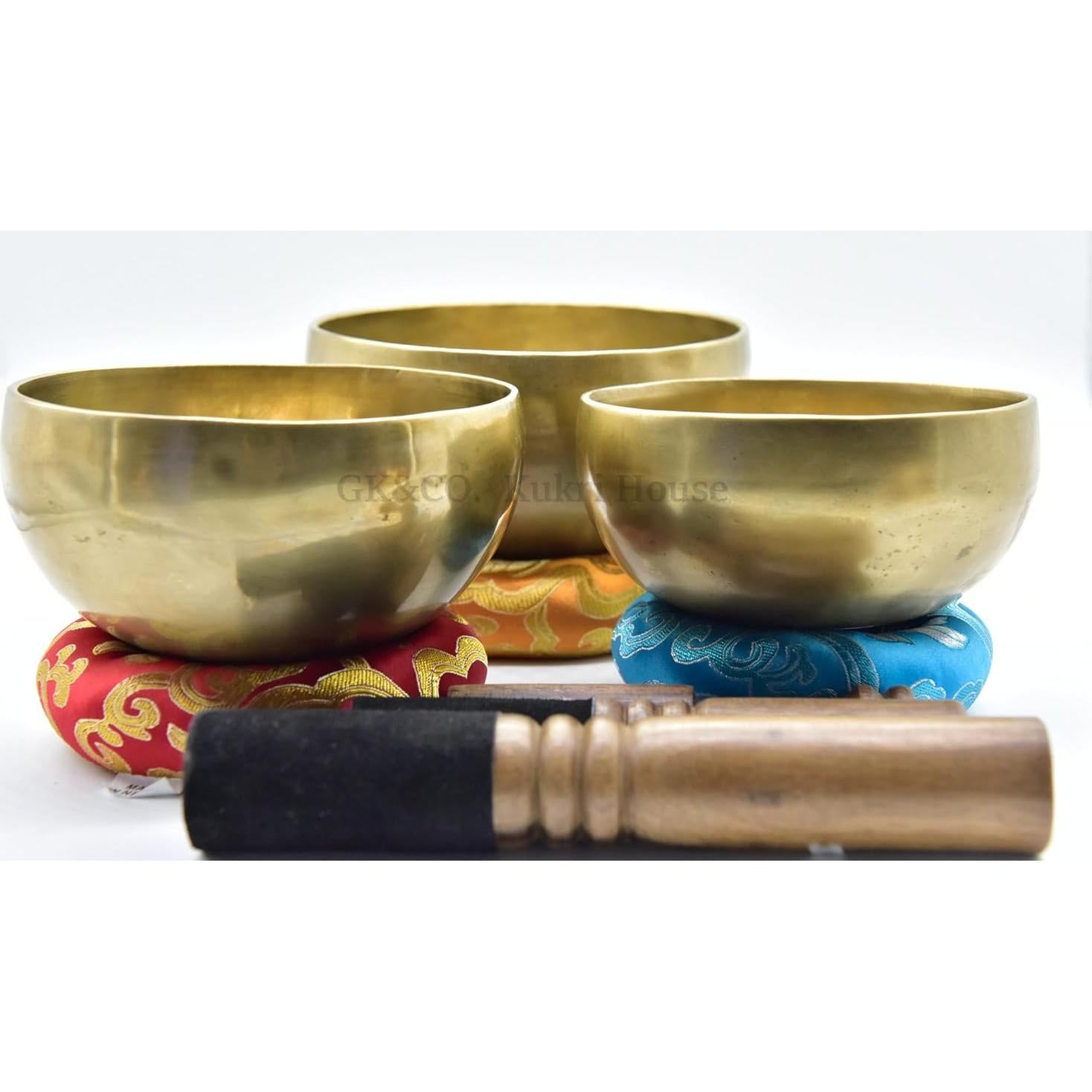 Conjunto de Cuencos Cantores Tibetanos GK&CO - 3 Piezas 11.4 a 14 cm