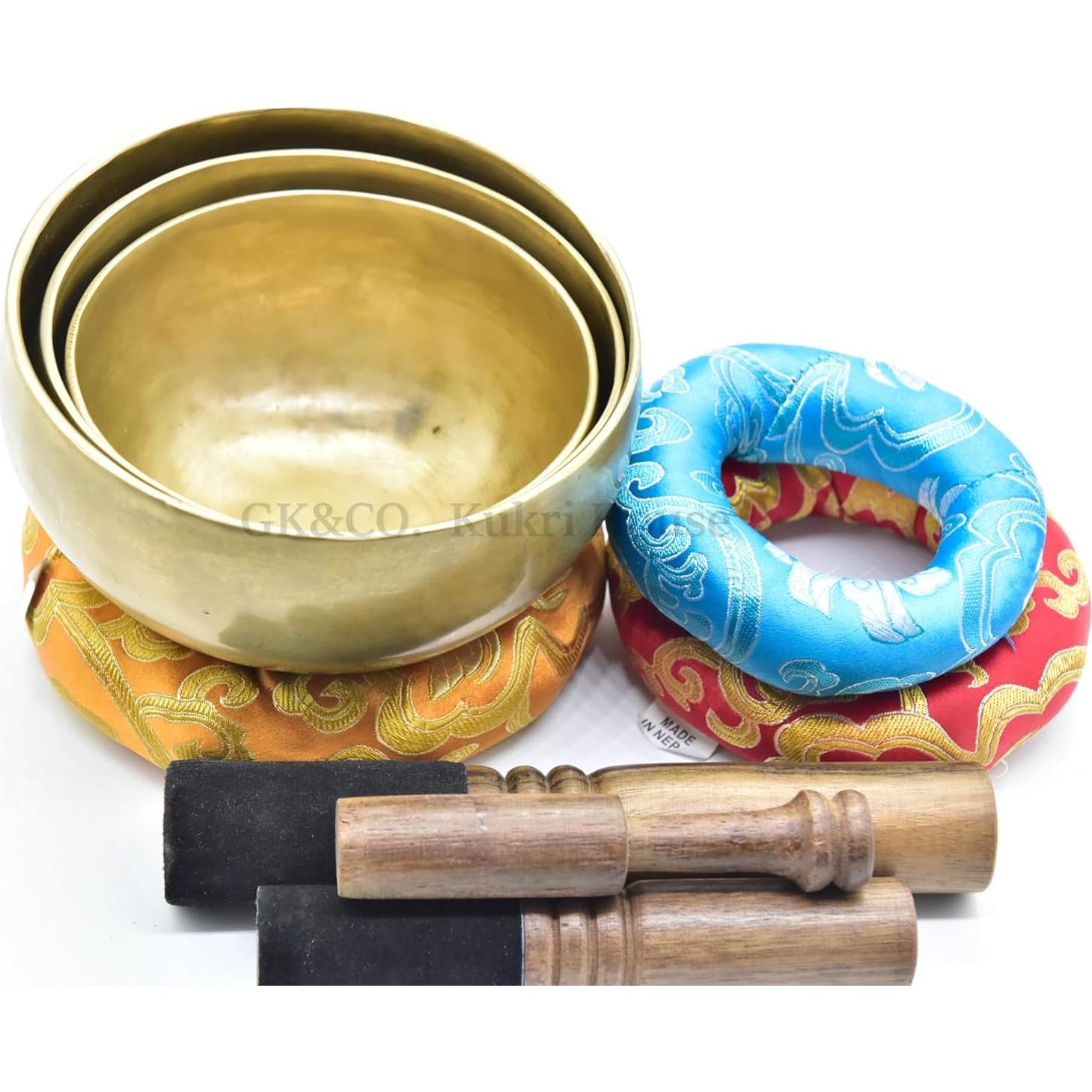 Conjunto de Cuencos Cantores Tibetanos GK&CO - 3 Piezas 11.4 a 14 cm