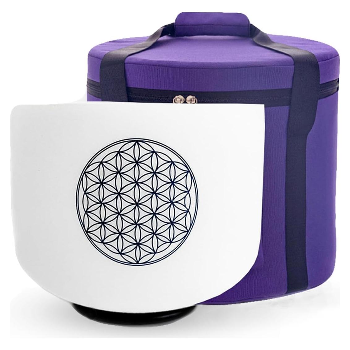 Tazón de Canto de Cristal KVKA 20 cm Nota C 528hz Flor de Vida