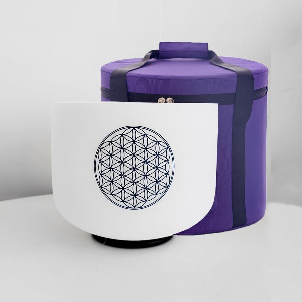 Tazón de Canto de Cristal KVKA 20 cm Nota C 528hz Flor de Vida