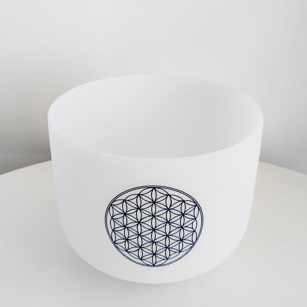 Tazón de Canto de Cristal KVKA 20 cm Nota C 528hz Flor de Vida