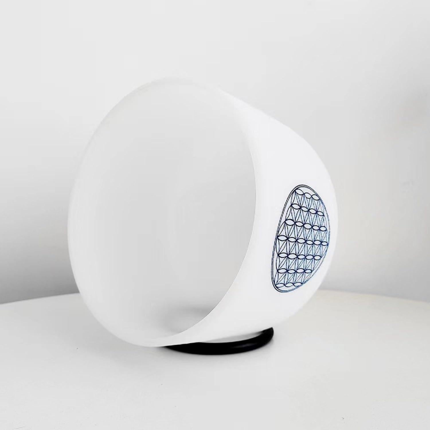 Tazón de Canto de Cristal KVKA 20 cm Nota C 528hz Flor de Vida