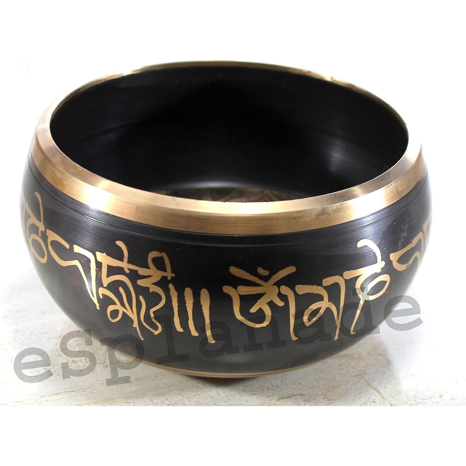 Cuenco Cantante Tibetano 15 cm Negro con Palo Golpeador