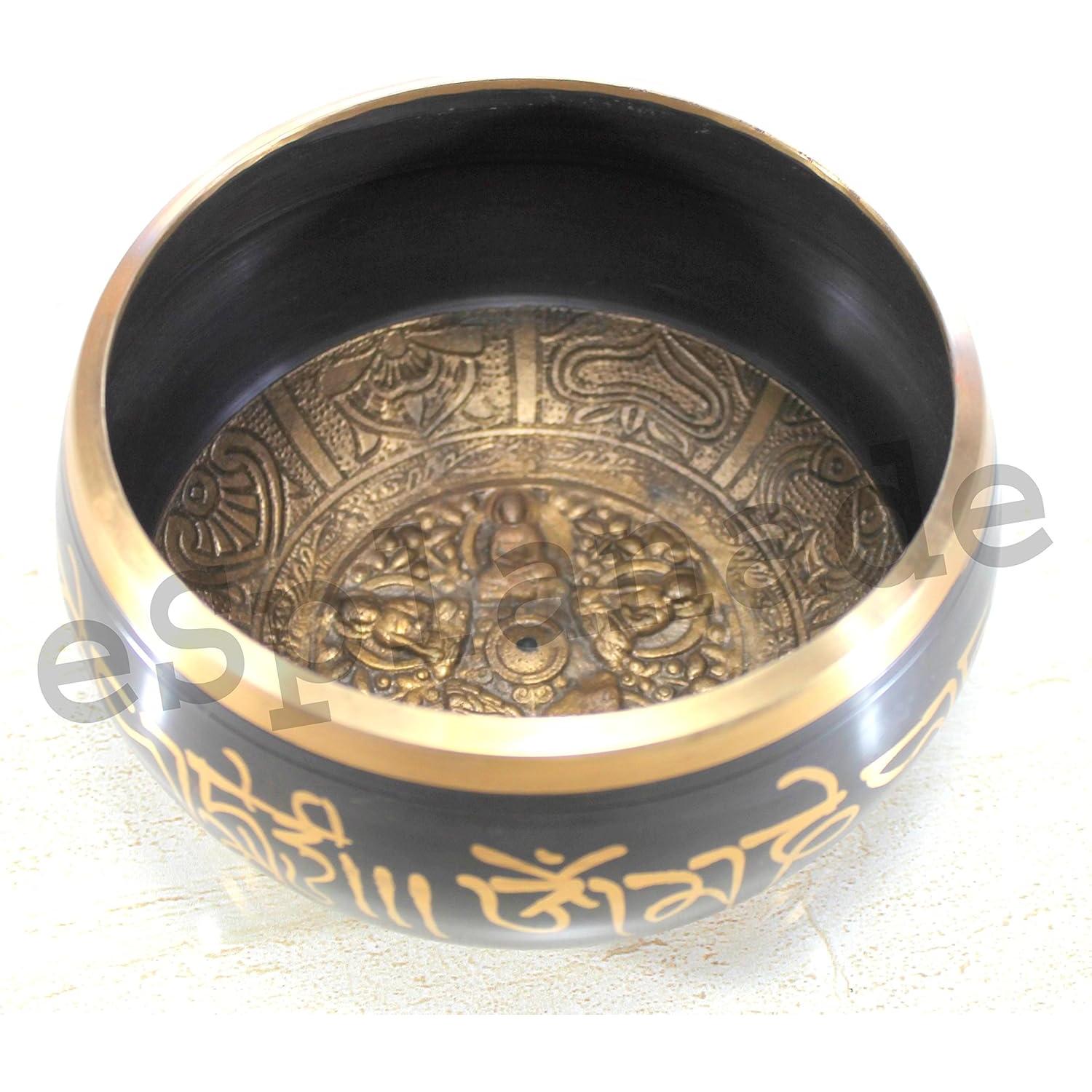 Cuenco Cantante Tibetano 15 cm Negro con Palo Golpeador