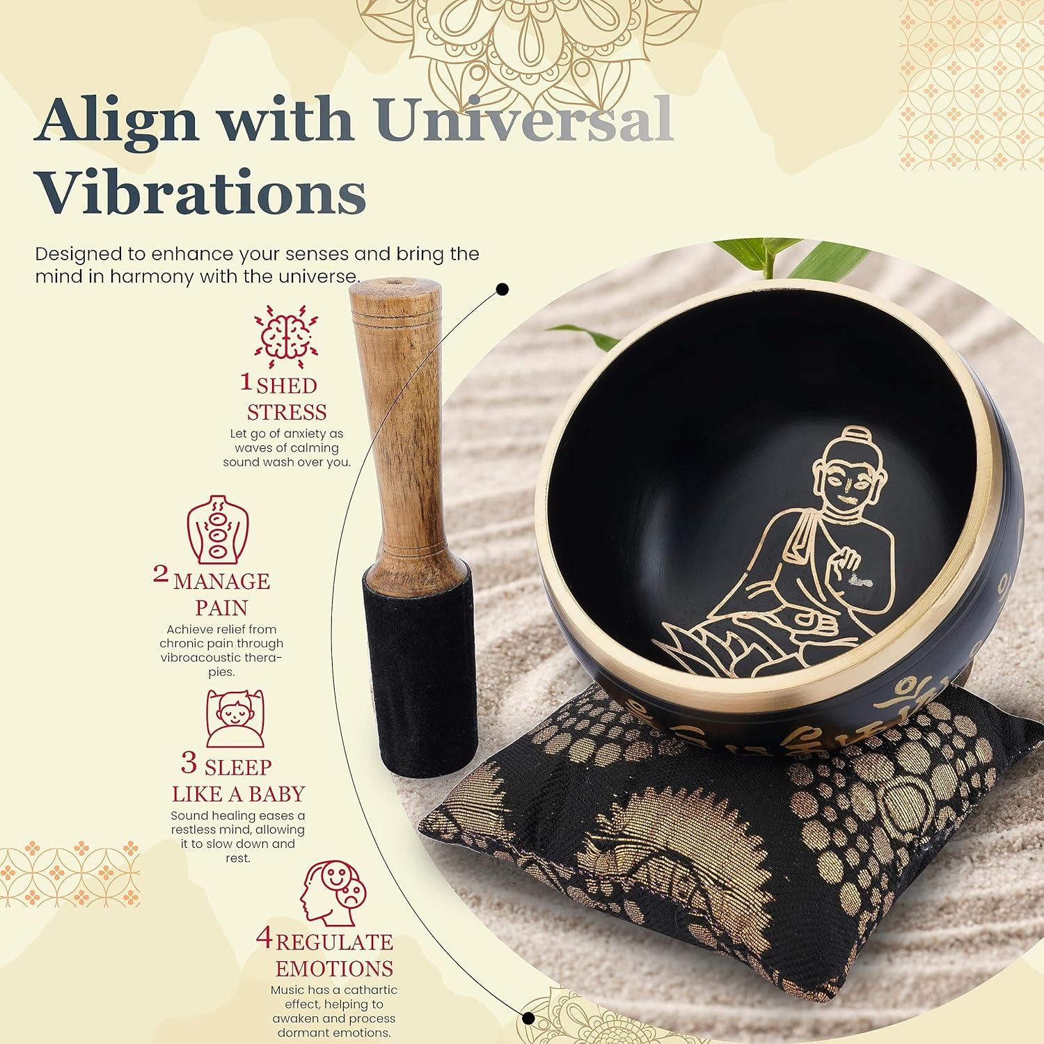 Juego de Cuencos Cantores Tibetanos Ajuny 10.16 cm Beige