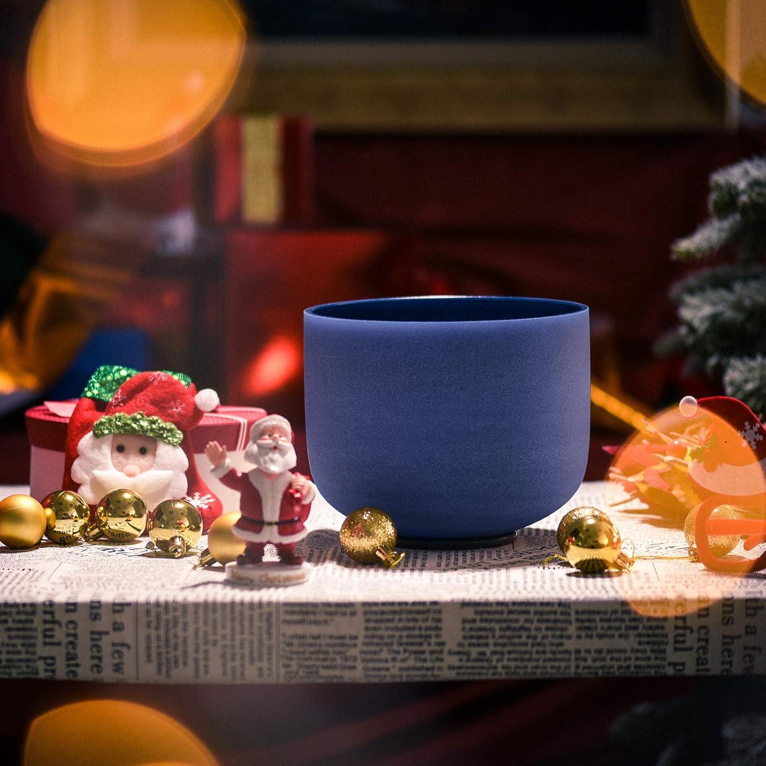 Cuenco de Canto de Cristal TOPFUND 20 cm Índigo 440 Hz con Funda