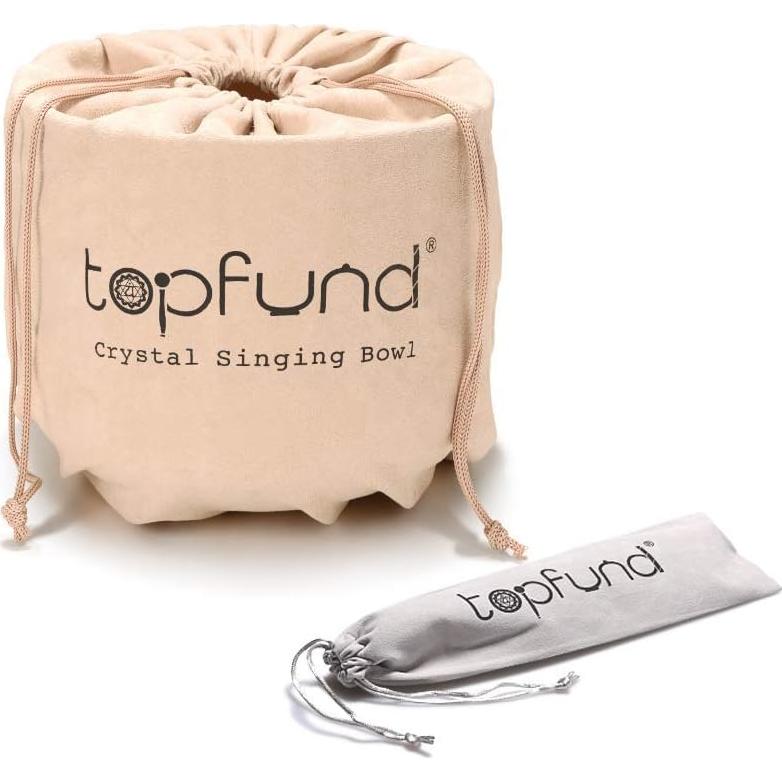 Cuenco de Canto de Cristal TOPFUND 20 cm Índigo 440 Hz con Funda