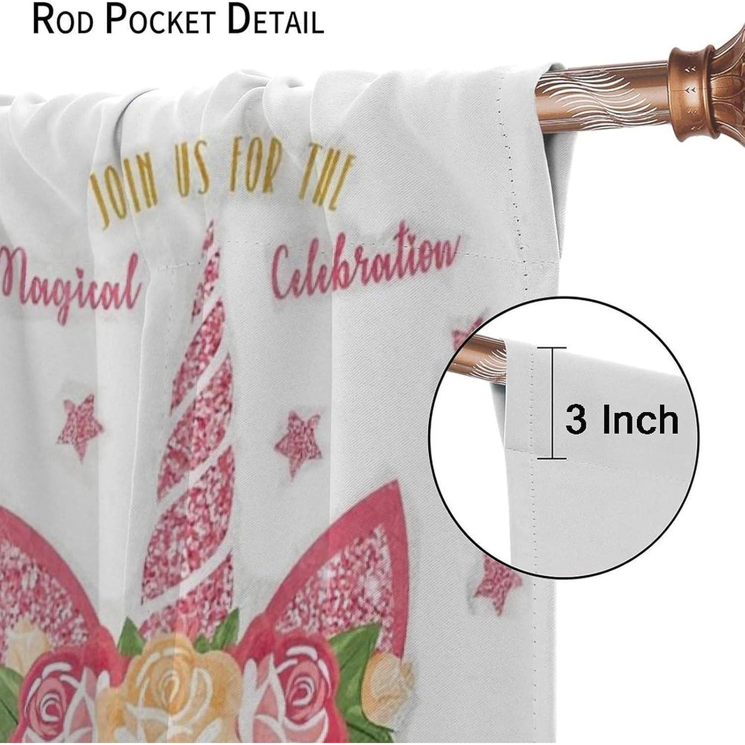 Cortinas de Unicornio SXXLDNG 2 Paneles Floral 53x114 cm