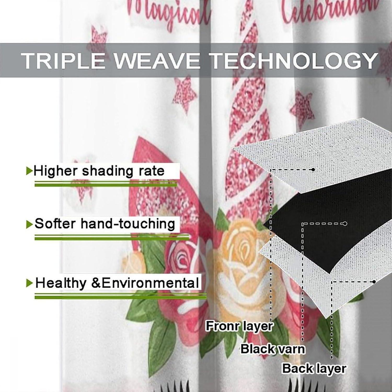 Cortinas de Unicornio SXXLDNG 2 Paneles Floral 53x114 cm