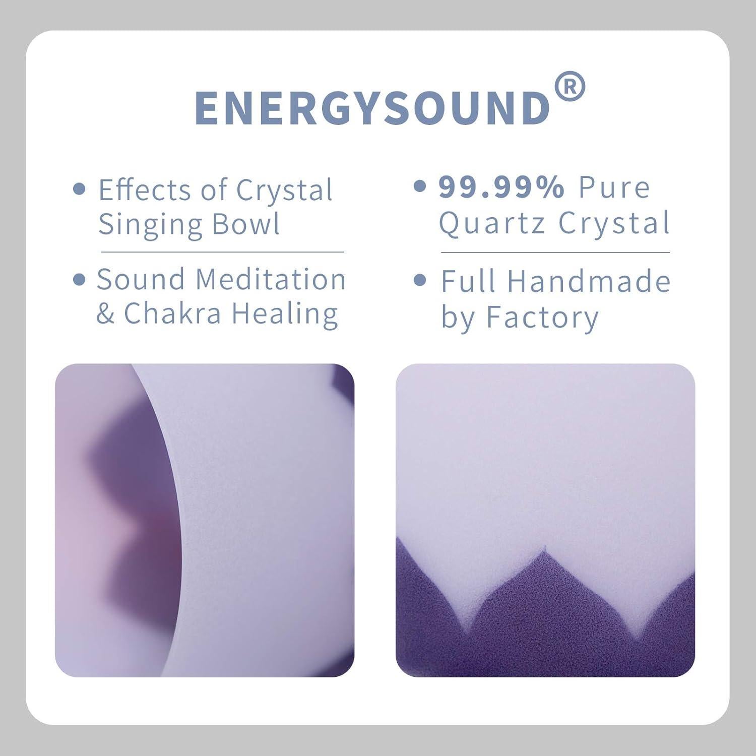 Cuenco de Canto de Cristal ENERGYSOUND 432Hz 17.78 cm Loto