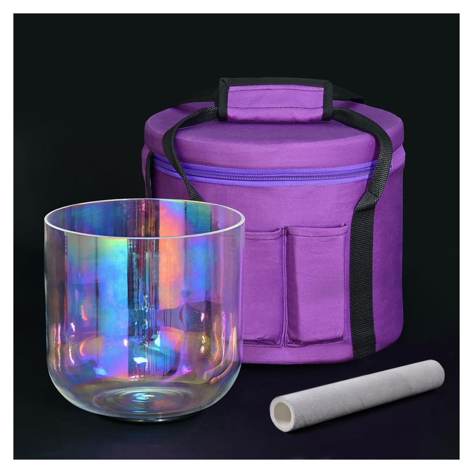 Bowl de Canto de Cristal Claro 18 cm Luz Cósmica con Martillo