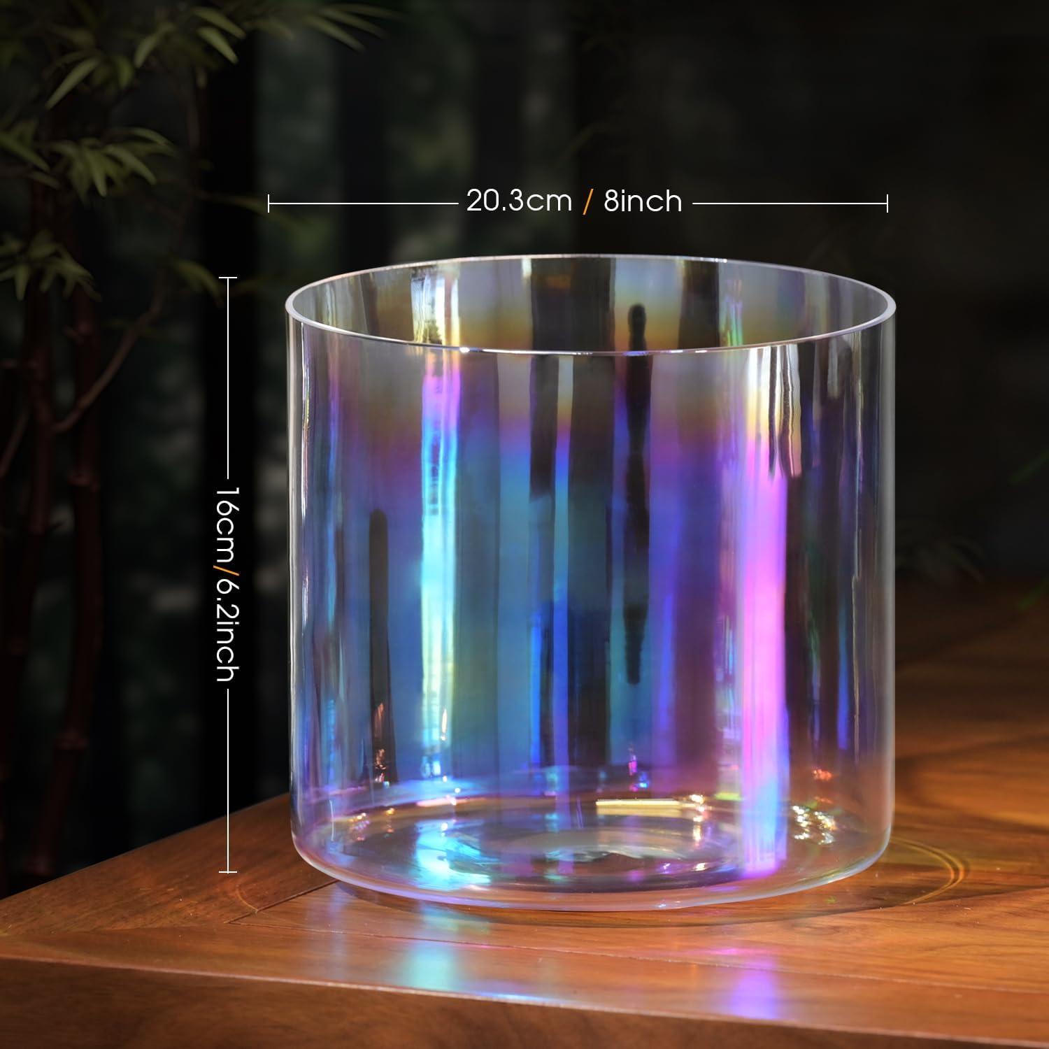 Bowl de Canto de Cristal Claro 18 cm Luz Cósmica con Martillo