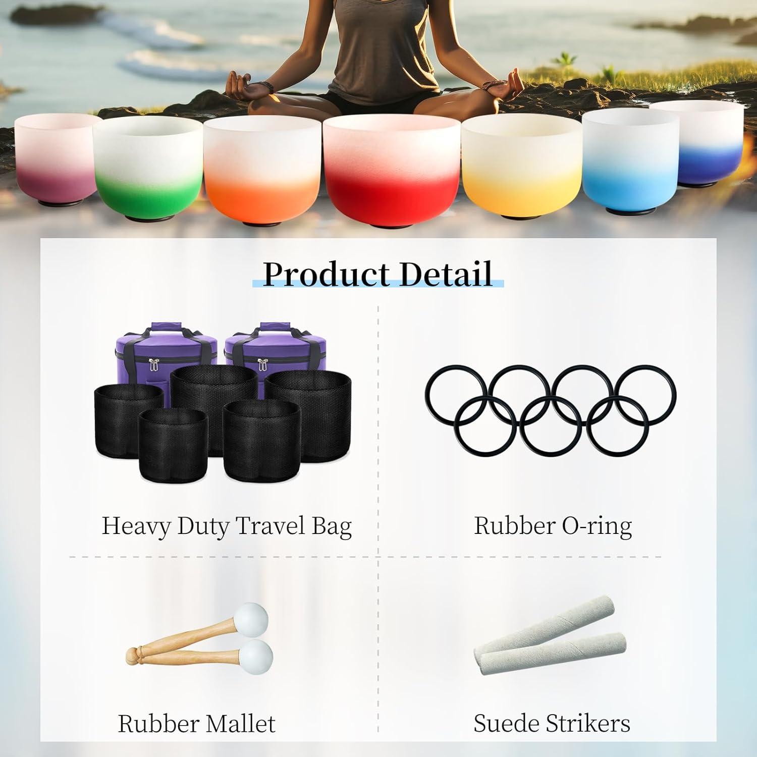 Juego de Cuencos de Canto de Cristal 7 Piezas 432Hz Hye-eun