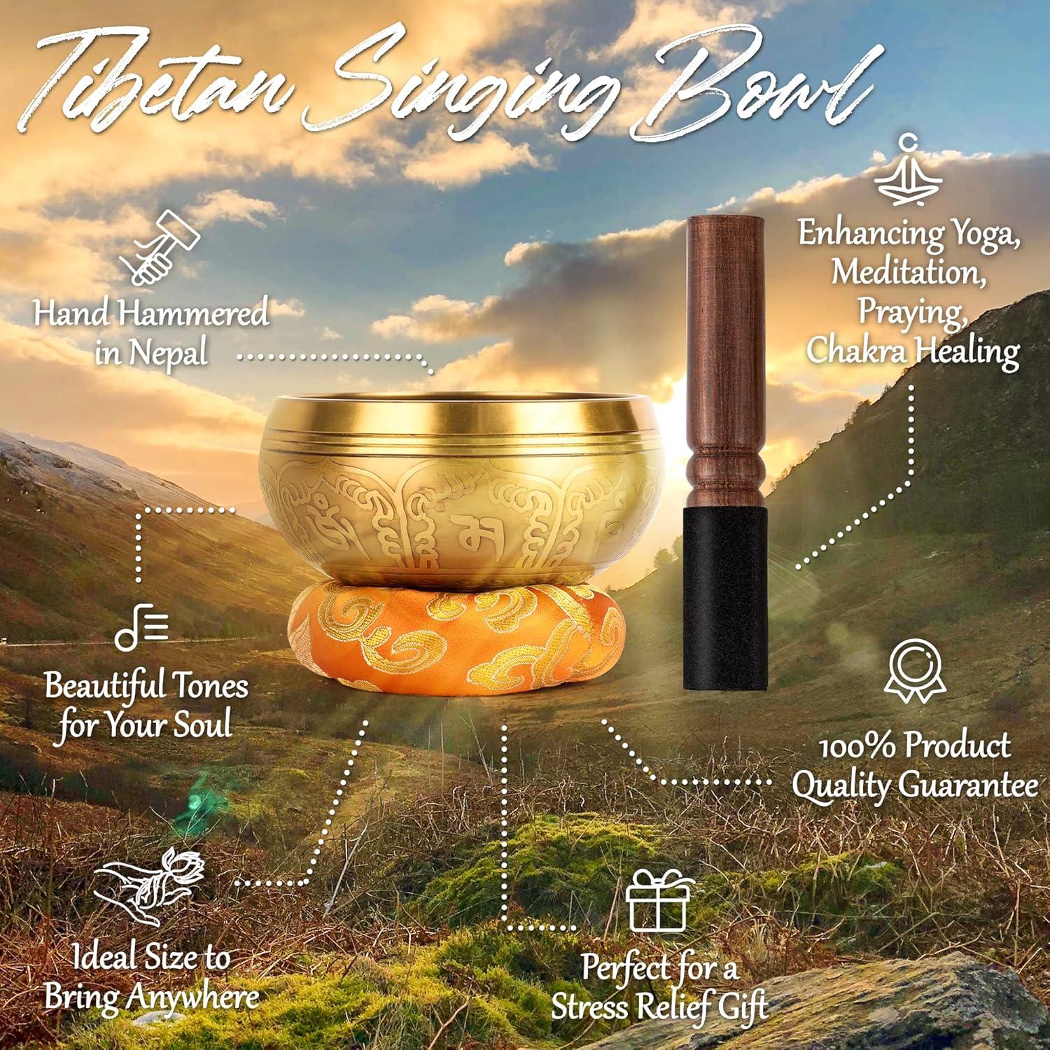 Juego de Cuencos Tibetanos Relaehih 10.16 cm Amarillo