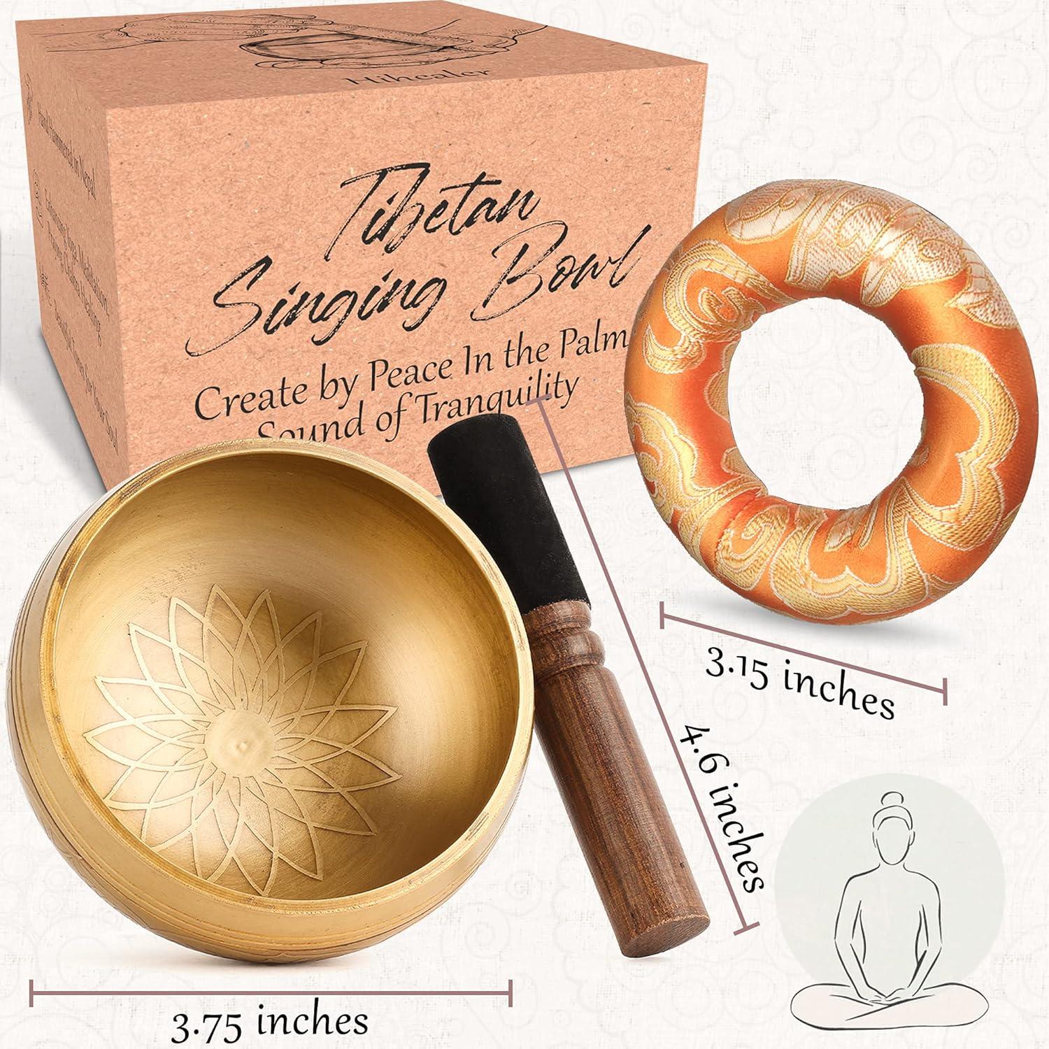 Juego de Cuencos Tibetanos Relaehih 10.16 cm Amarillo