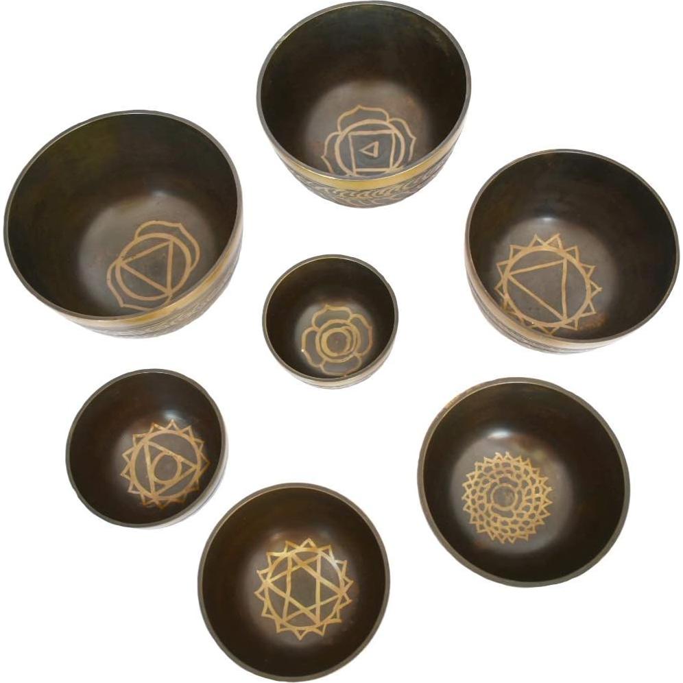 Conjunto de 7 Cuencos Tibetanos NHZ para Meditación - Marrón