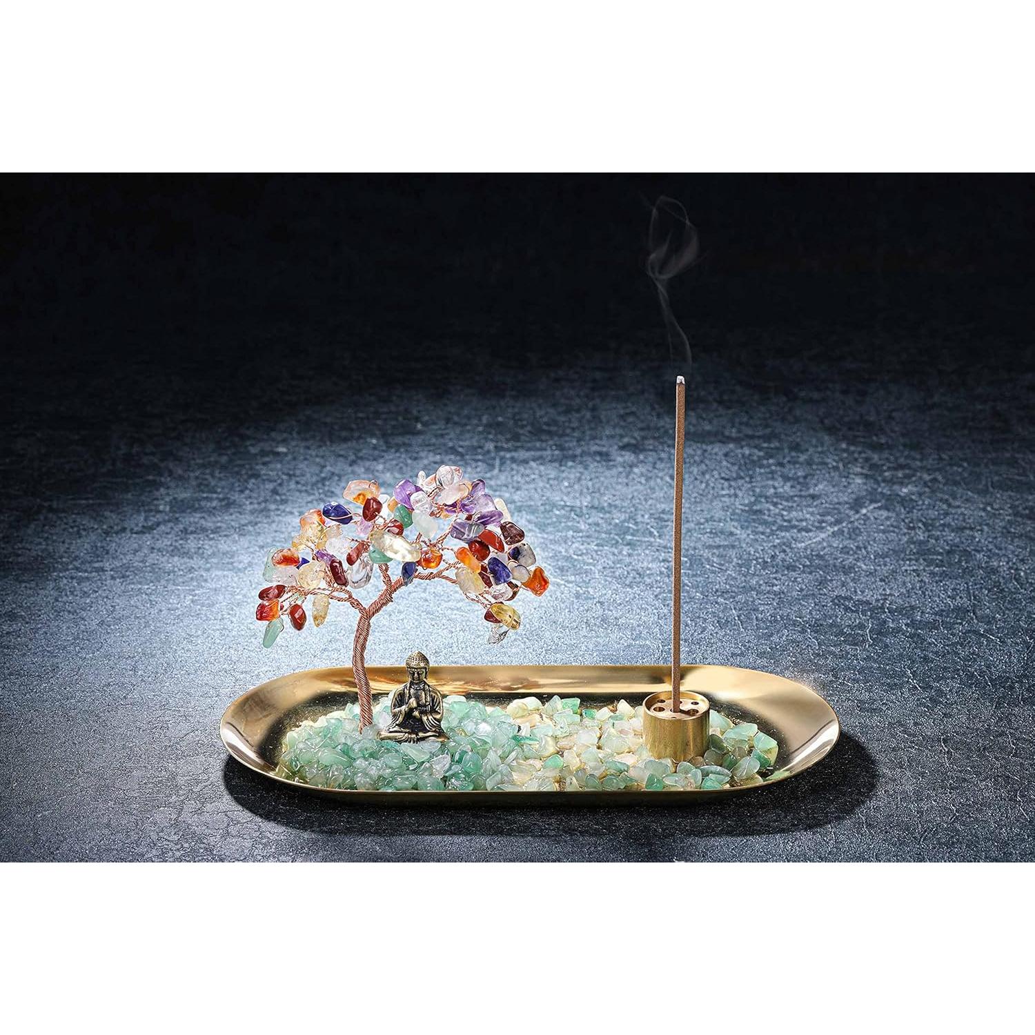 Soporte de Incienso de Cristal Jovivi con Estatua de Buda 22cm