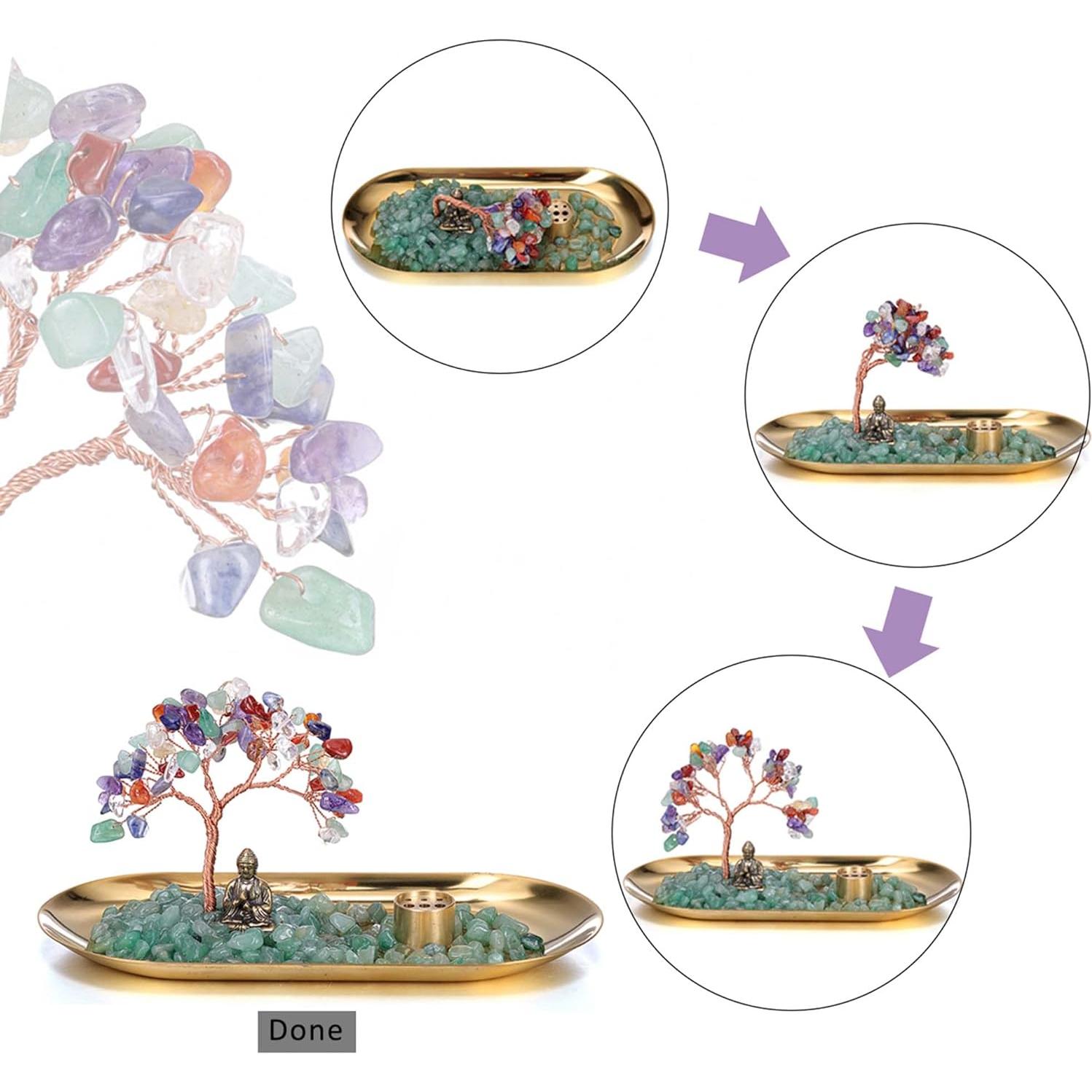 Soporte de Incienso de Cristal Jovivi con Estatua de Buda 22cm