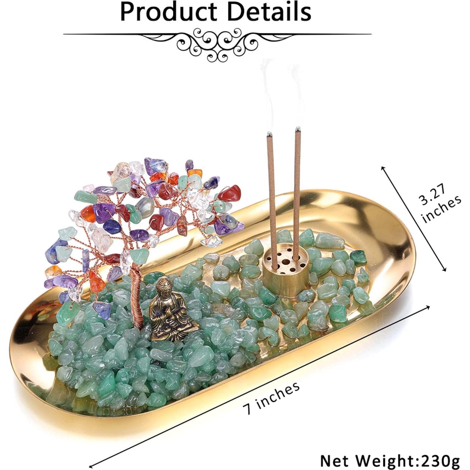 Soporte de Incienso de Cristal Jovivi con Estatua de Buda 22cm