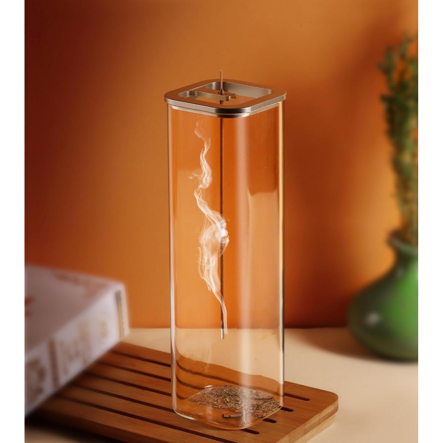 Soporte para Incienso Eavida Oro Champán con Recogedor de Cenizas