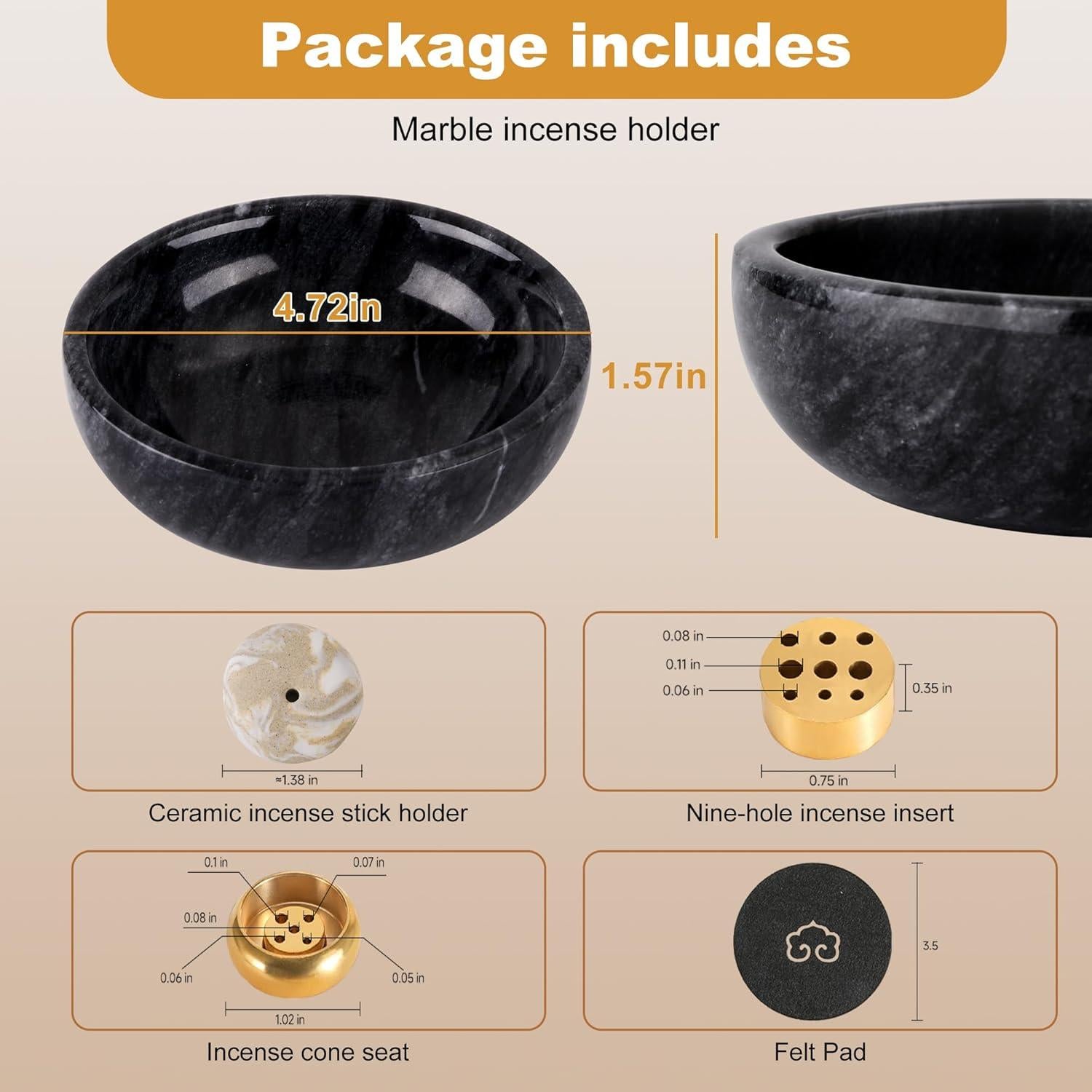 Soporte de Incienso de Mármol Natural SHICANGSHIYE 12 cm