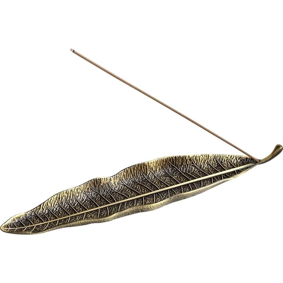 Soporte de Incienso Hoja y Caracol Careyoungs Bronce 25x5 cm