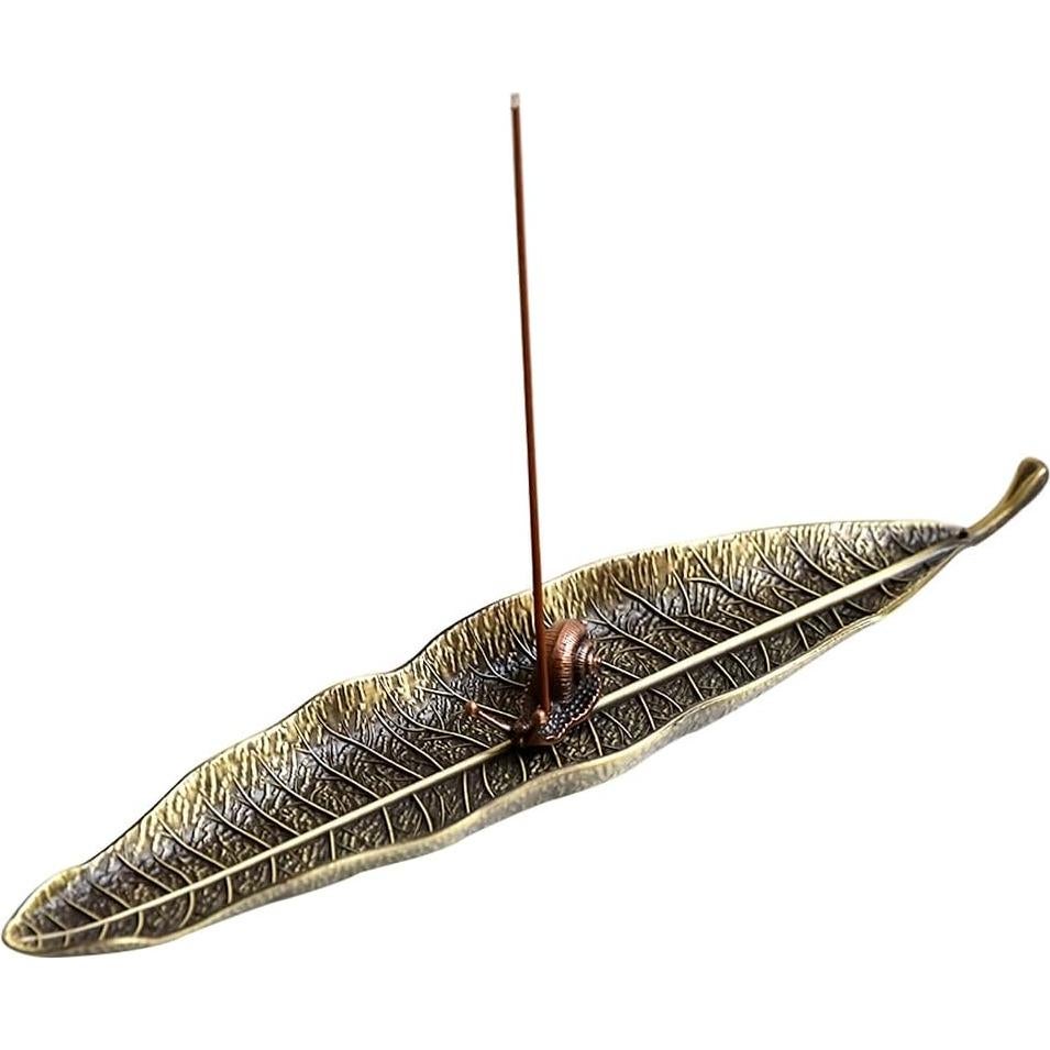 Soporte de Incienso Hoja y Caracol Careyoungs Bronce 25x5 cm