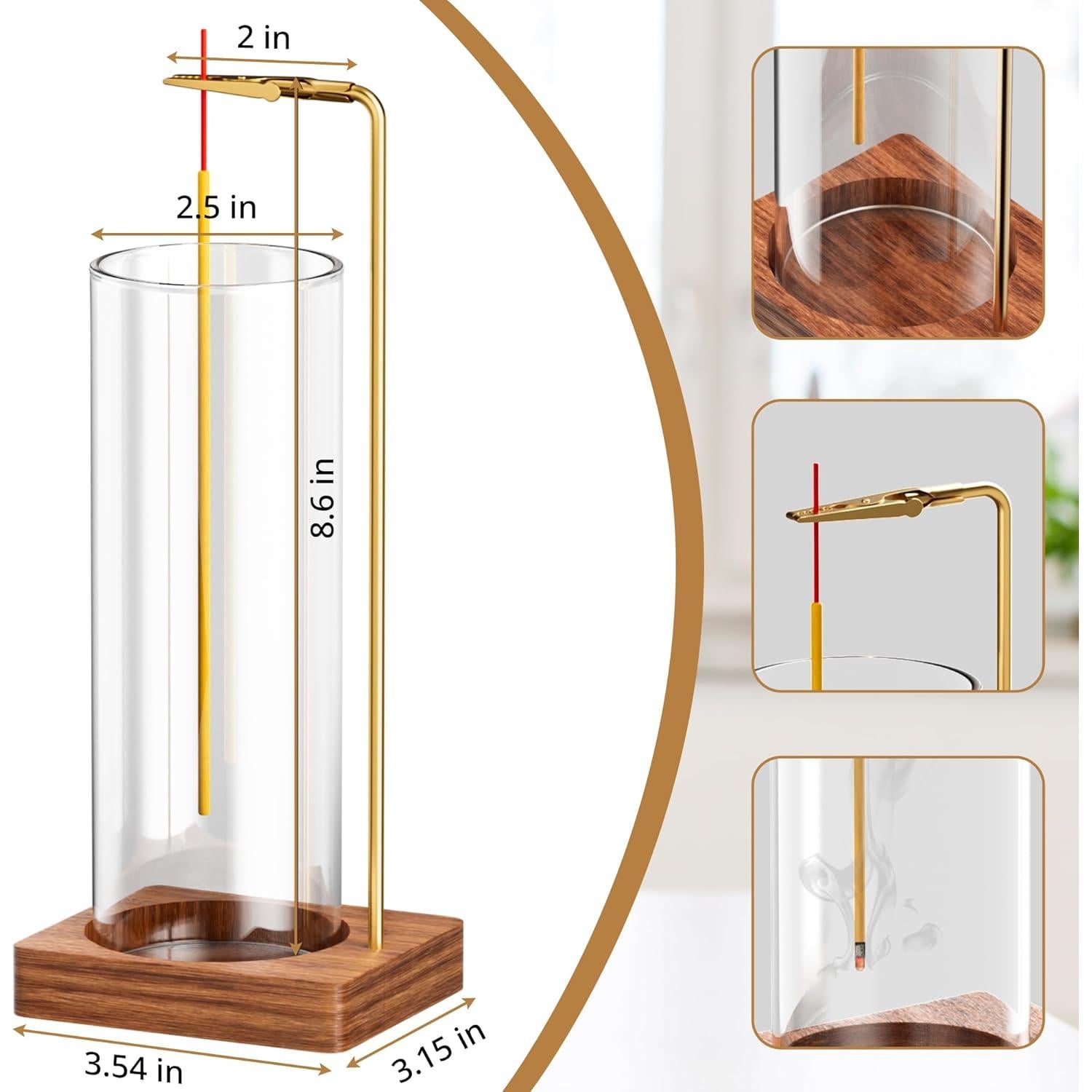 Soporte de Incienso HzTinT Cilíndrico de Madera con Recogedor