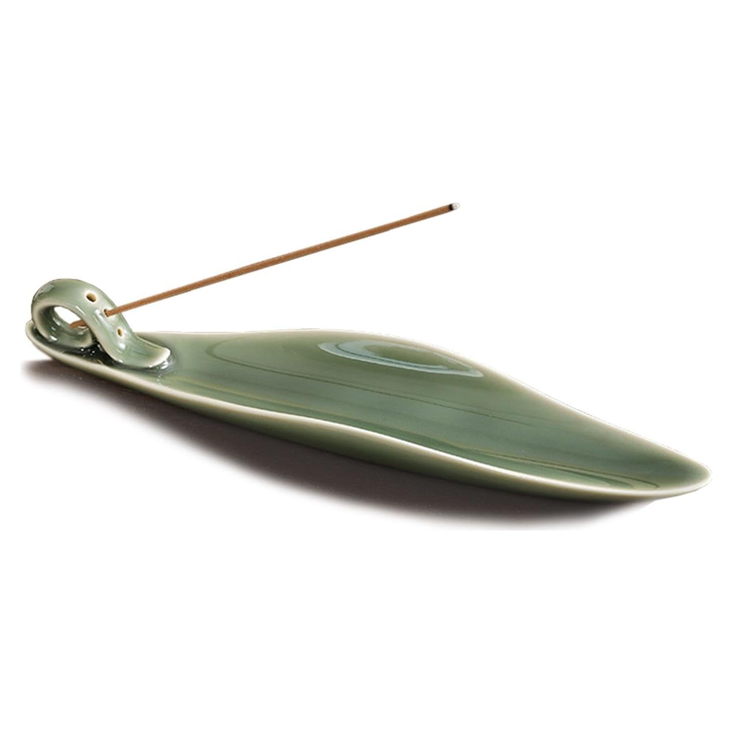 Soporte para Incienso YIENENG Hoja Verde 23 cm Cerámica