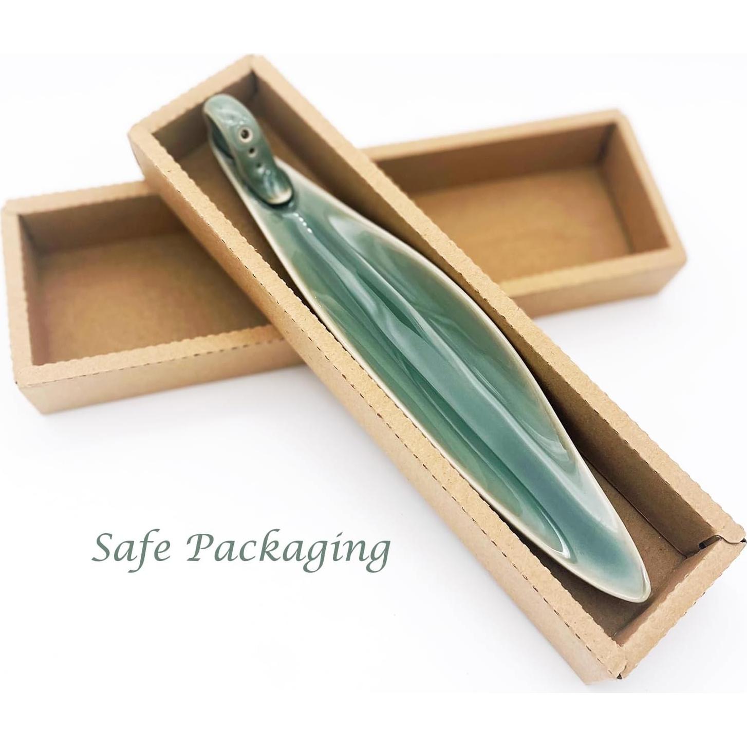 Soporte para Incienso YIENENG Hoja Verde 23 cm Cerámica