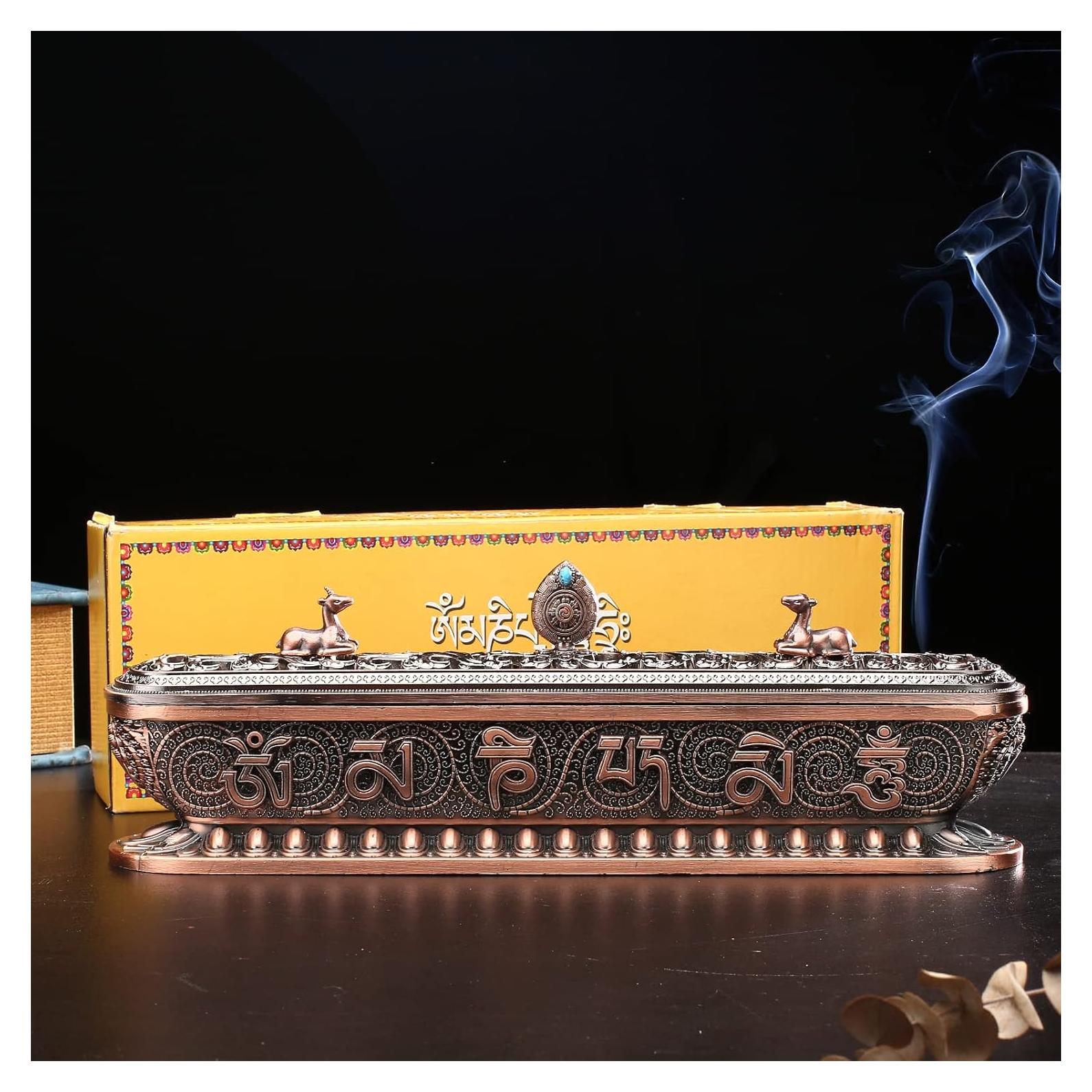 Soporte de Incienso Taikuri Bronce Rojo 32cm para Meditación