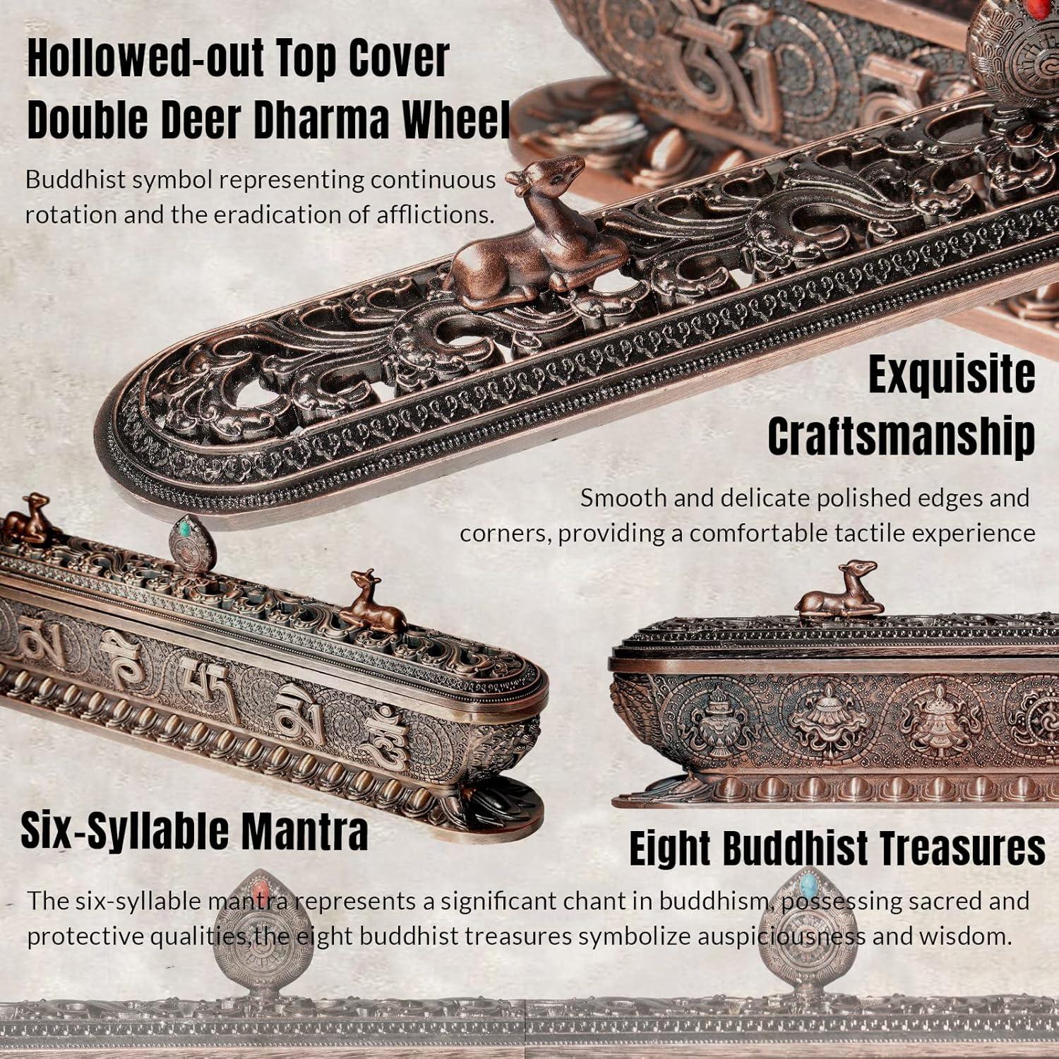 Soporte de Incienso Taikuri Bronce Rojo 32cm para Meditación