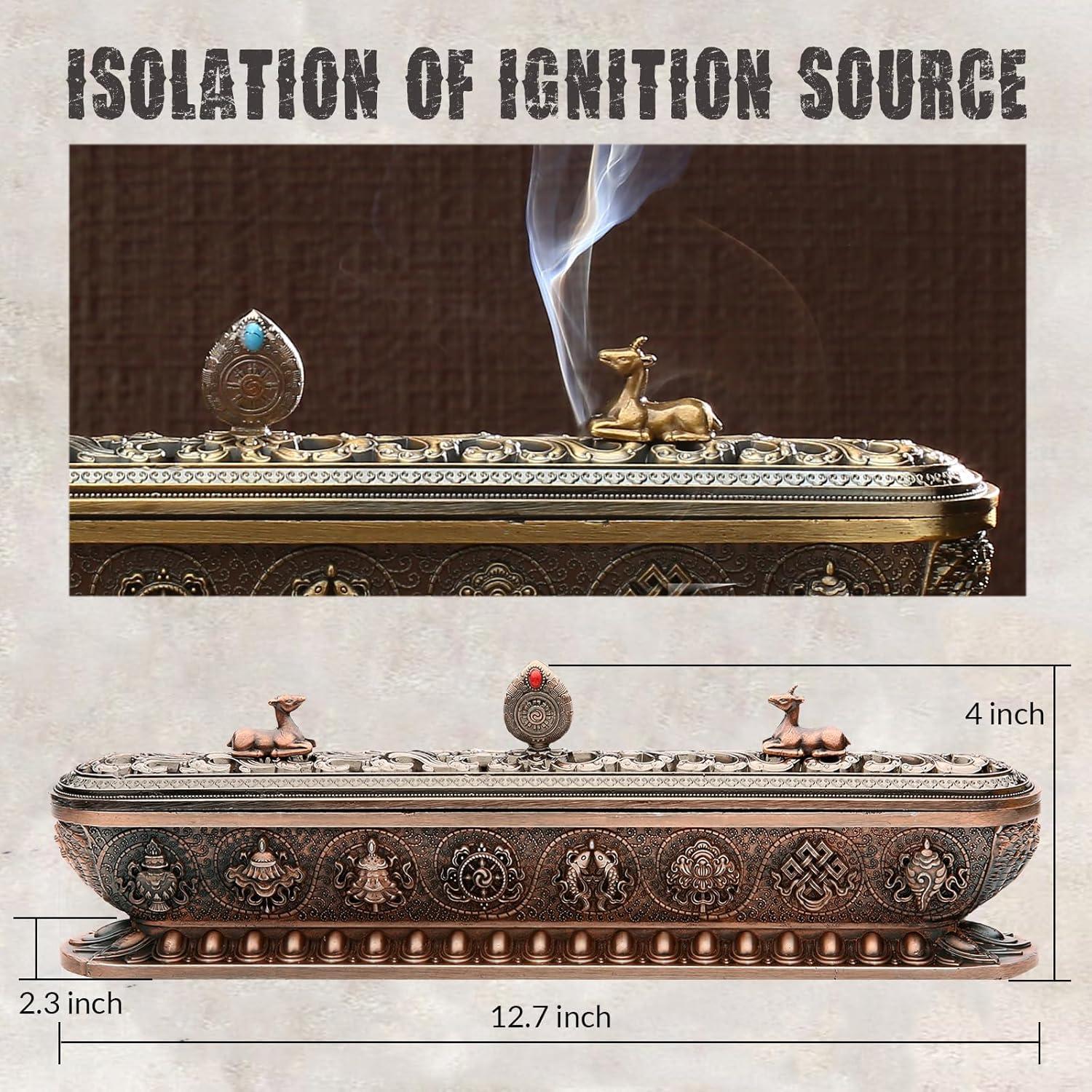 Soporte de Incienso Taikuri Bronce Rojo 32cm para Meditación