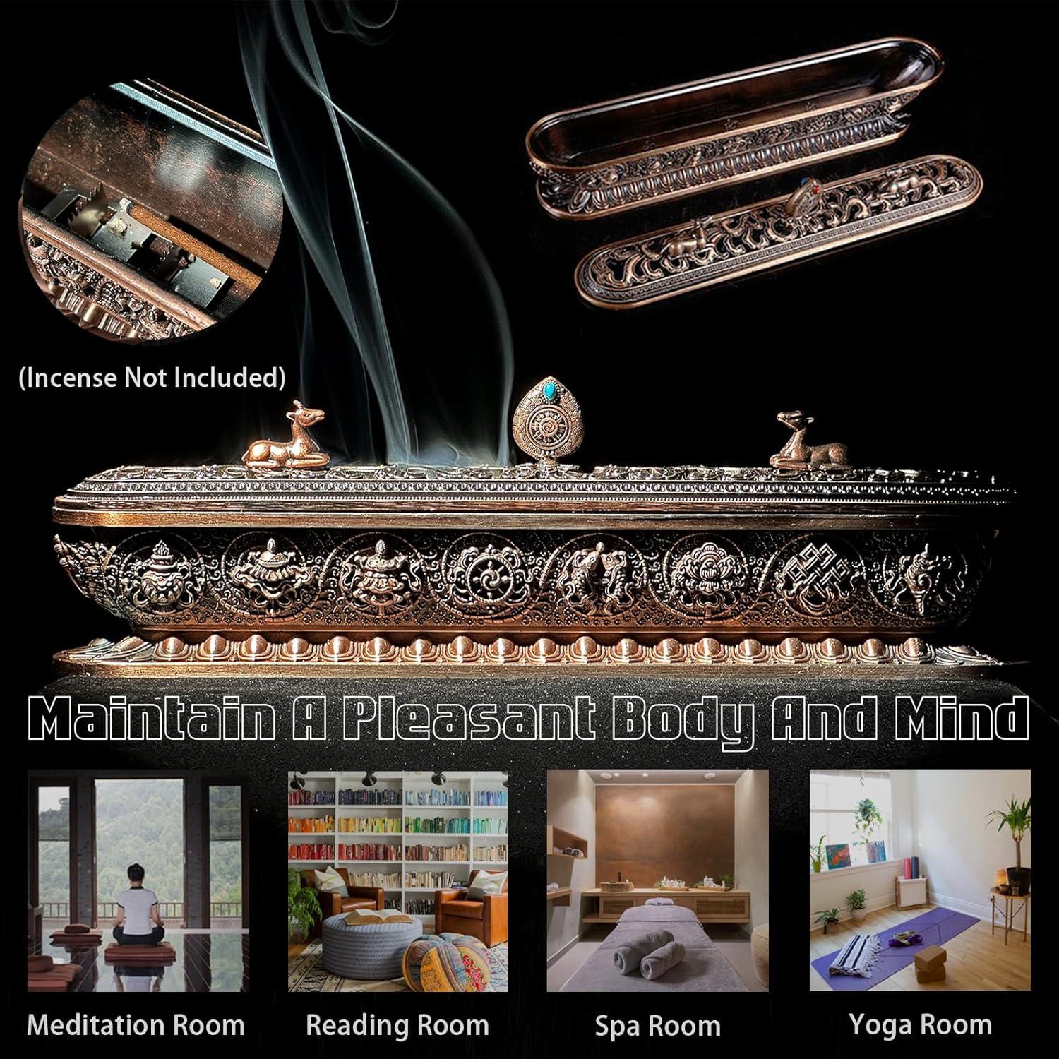 Soporte de Incienso Taikuri Bronce Rojo 32cm para Meditación