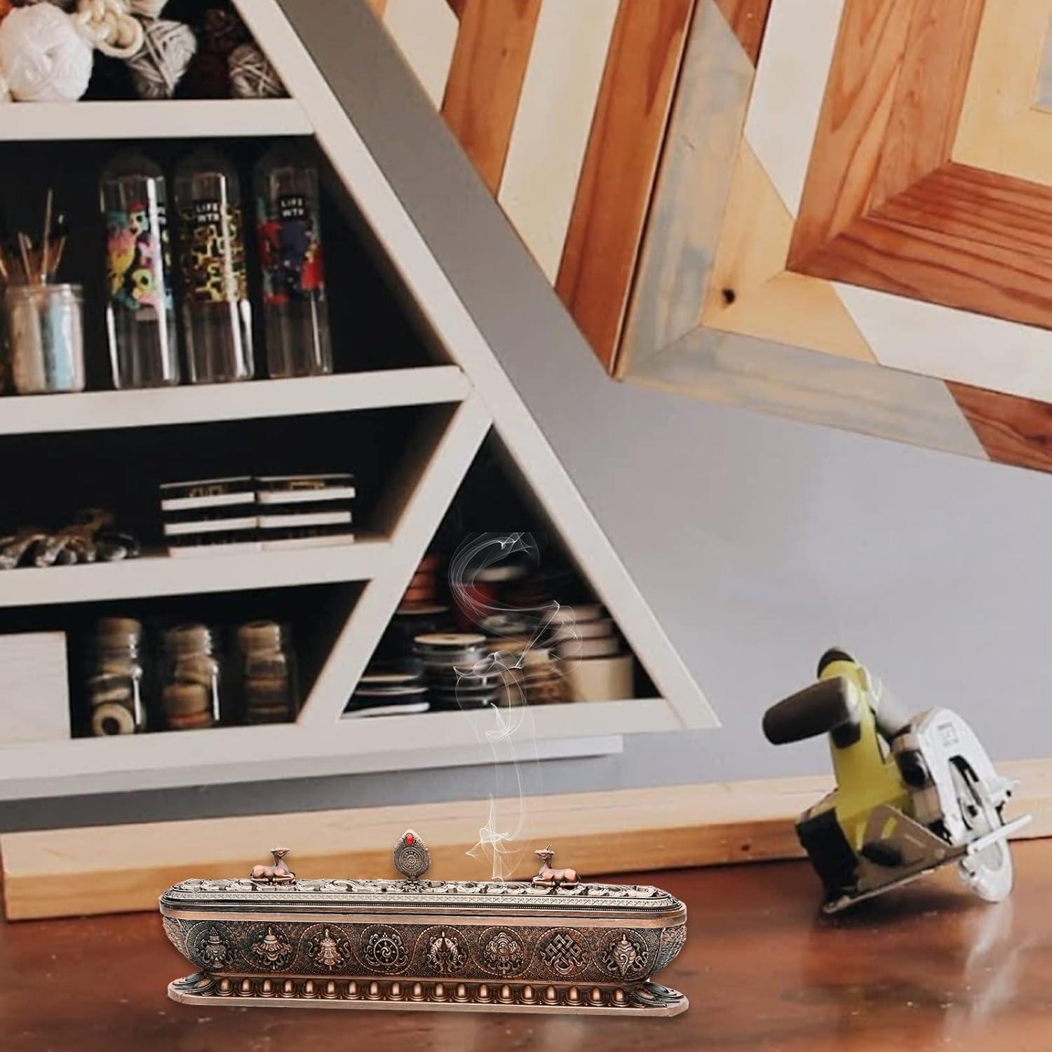 Soporte de Incienso Taikuri Bronce Rojo 32cm para Meditación